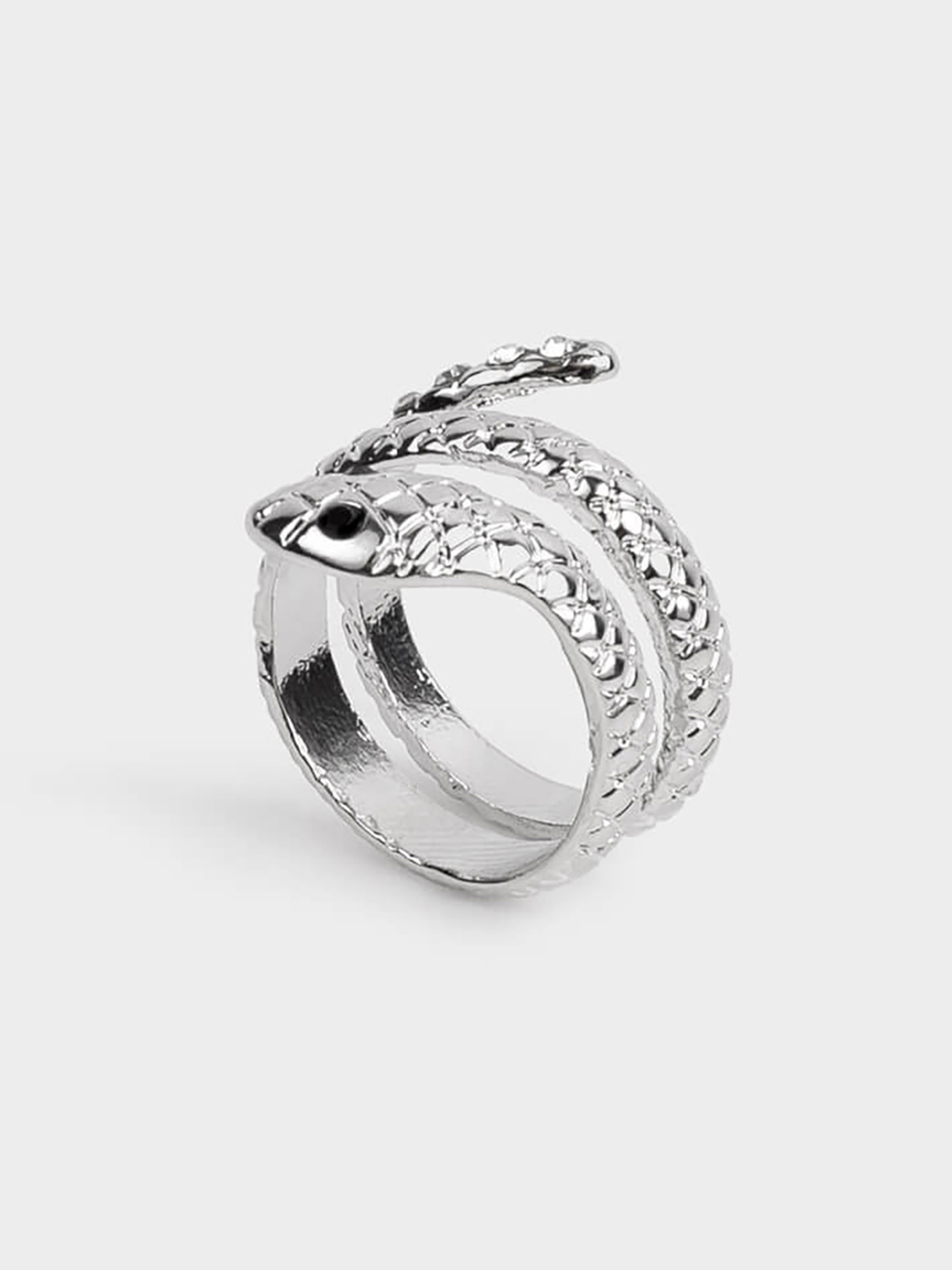 Кольцо, р. S-M, единый размер, металл, серебристое, Змея, Jewelry snake, image-1