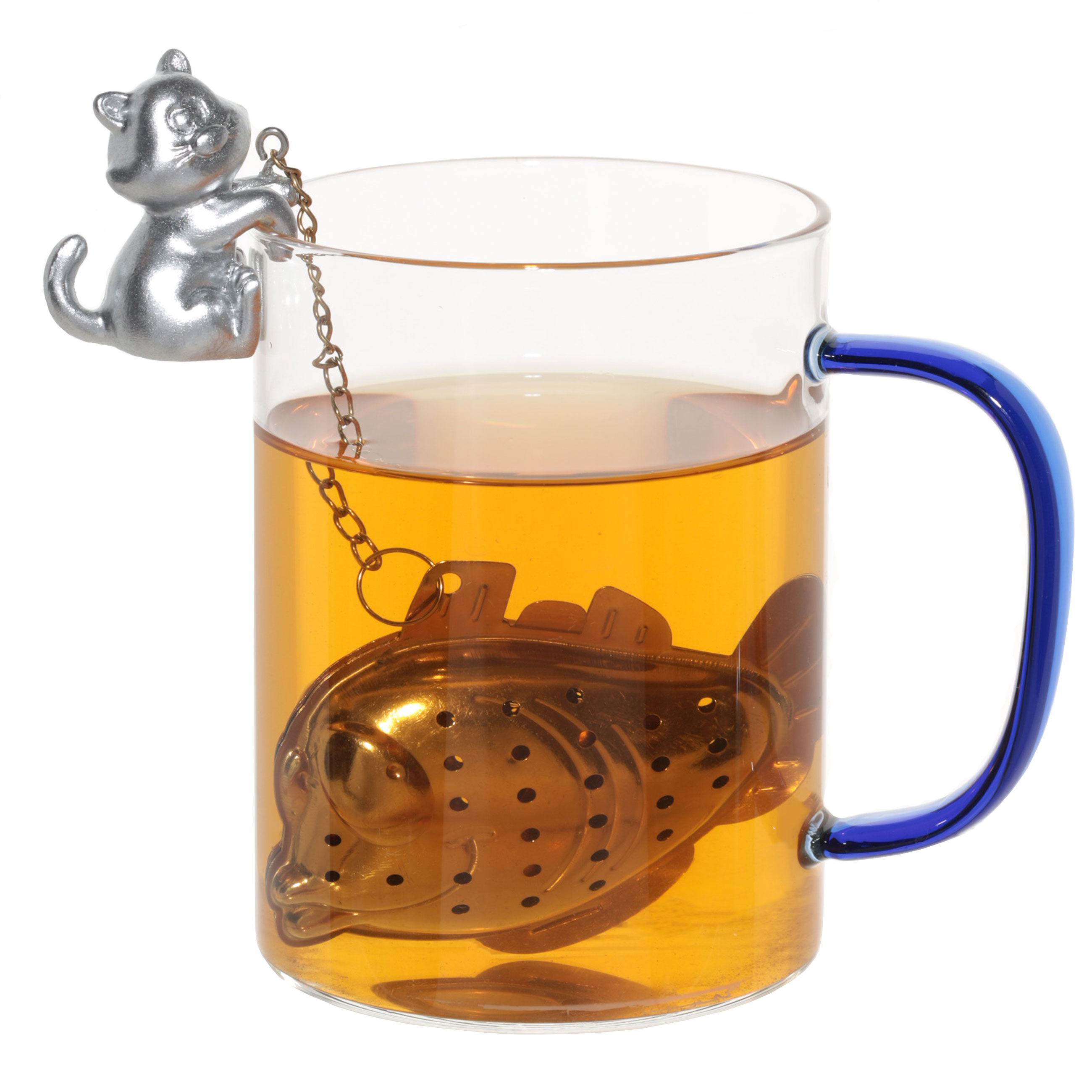 Сито для заваривания чая, 18 см, сталь/полирезин, серебристо-золотистое, Кот, Cat изображение № 2