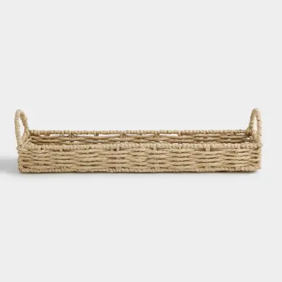 Корзина для хранения яиц, 35х8 см, плетеная, с ручками, целлюлоза, прямоугольная, Braided ,image-0