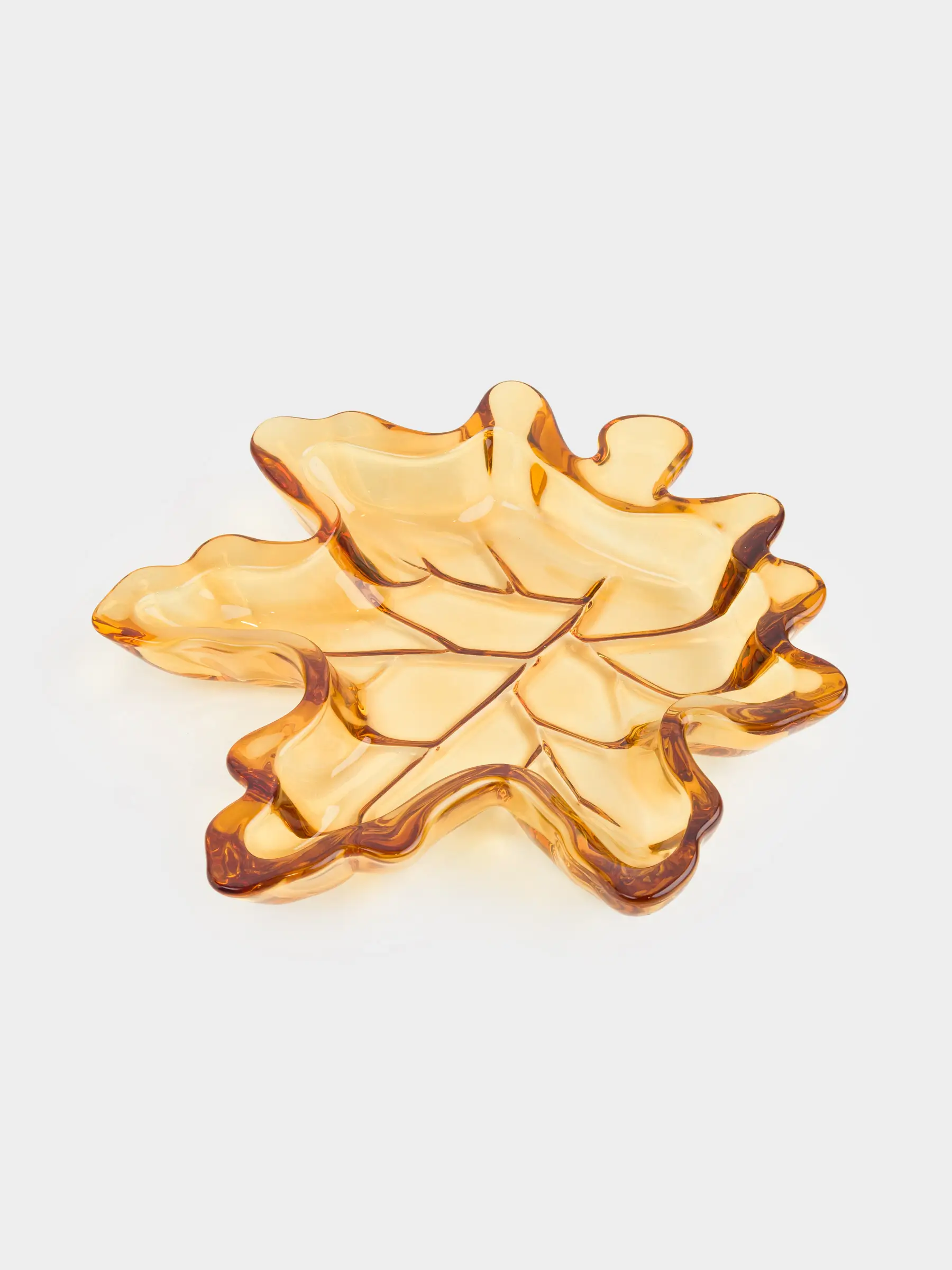 Блюдо, 23х21 см, стекло, янтарное, Кленовый лист, Leaves, image-0