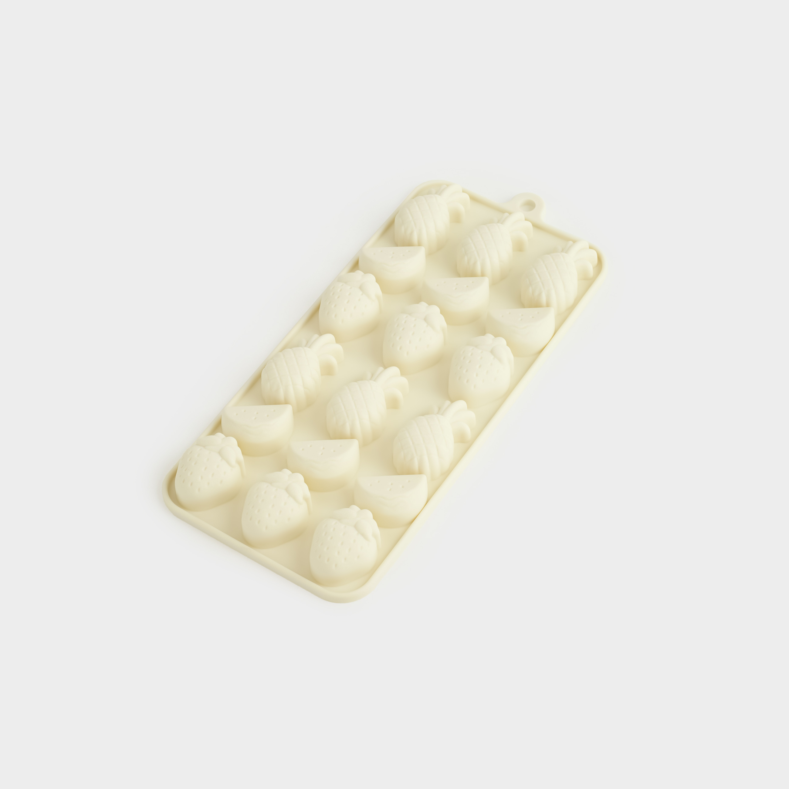 Форма для льда и шоколада, 23х10 см, 18 отд, силикон, молочная, Фрукты, Bakery, image-0
