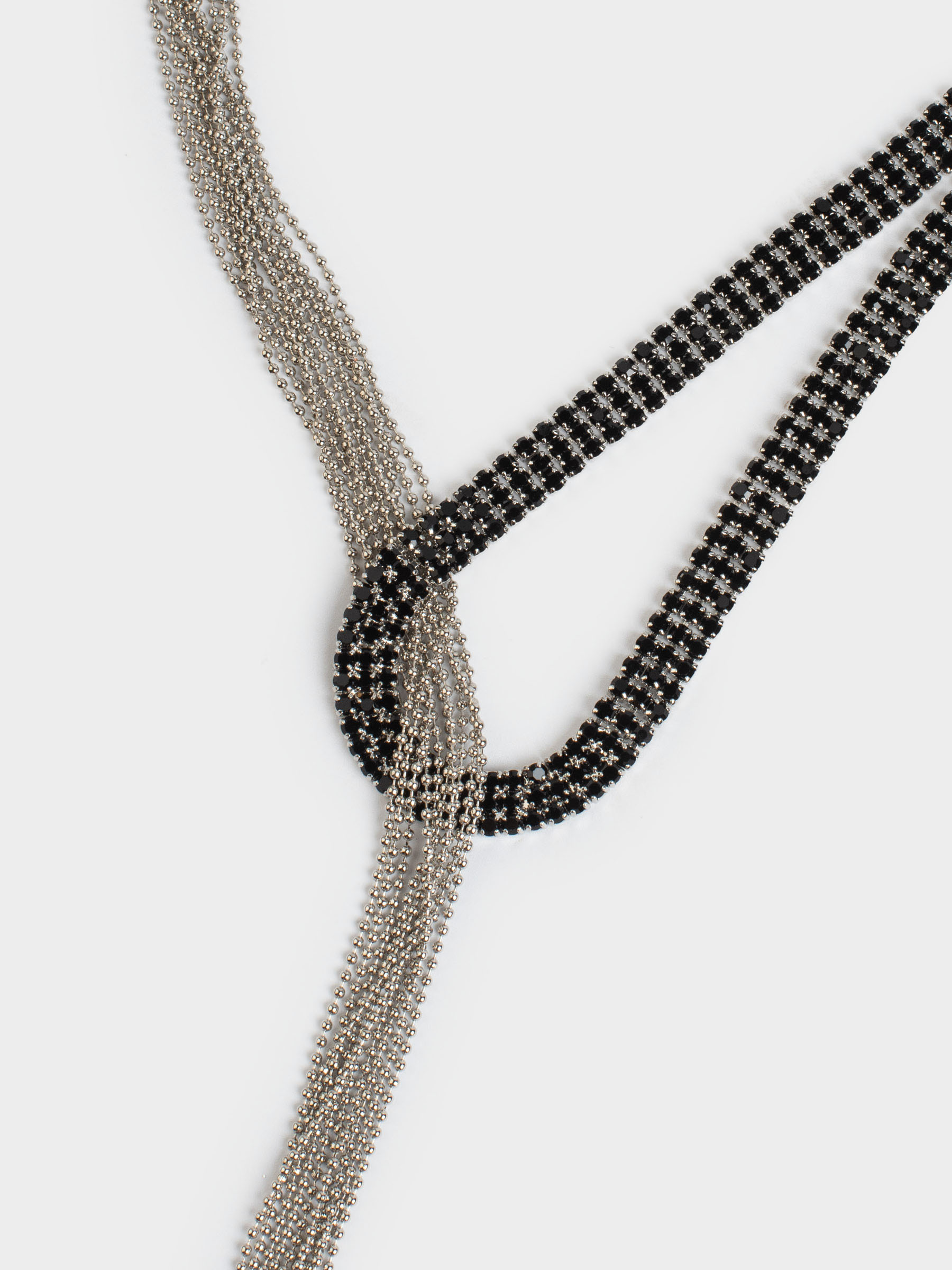 Колье, 65 см, металл/стразы, черное, Кристаллы, Jewelry black, image-1