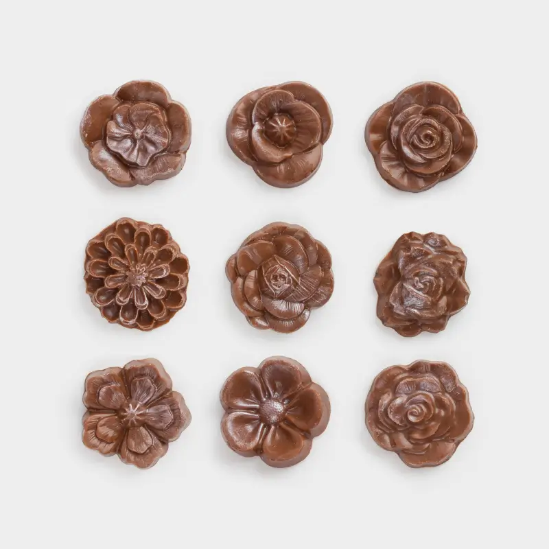 Шоколад, 90 гр, 9 шт, молочный, бельгийский, Цветы, Handmade chocolate ,image-0