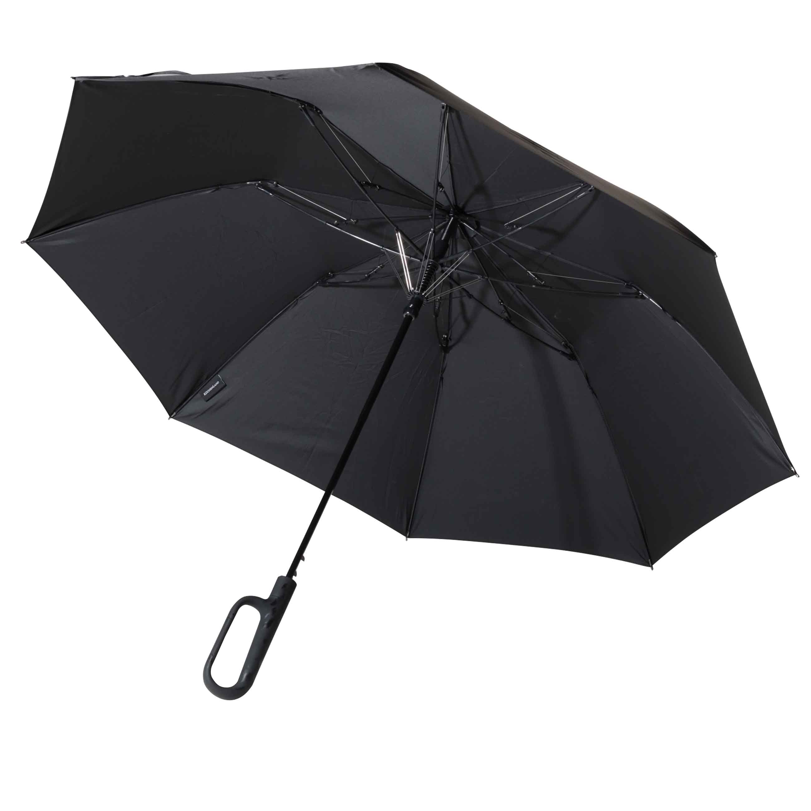 Зонт, 70 см, складной, полу-автоматический, с ручкой-карабином, эпонж, черный, Rainfall изображение № 2
