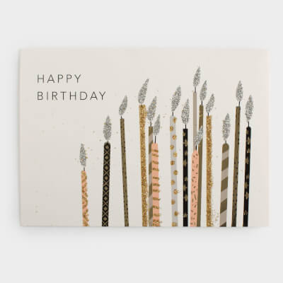 Открытка подарочная, 12х17 см, бумага, белая, Свечи, Birthday