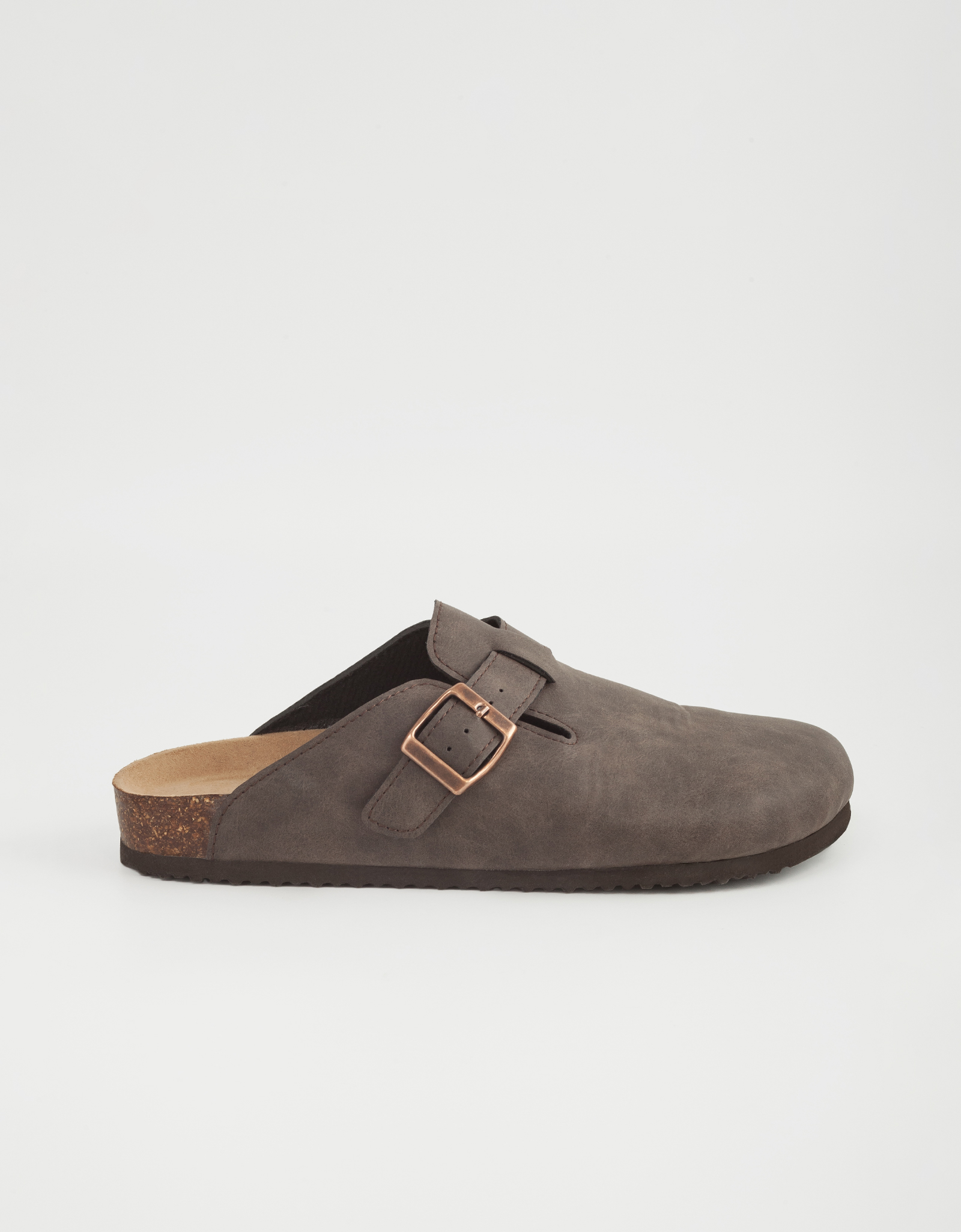 Тапочки женские, с застежкой, искусственная замша, коричневые, Clogs, image-0