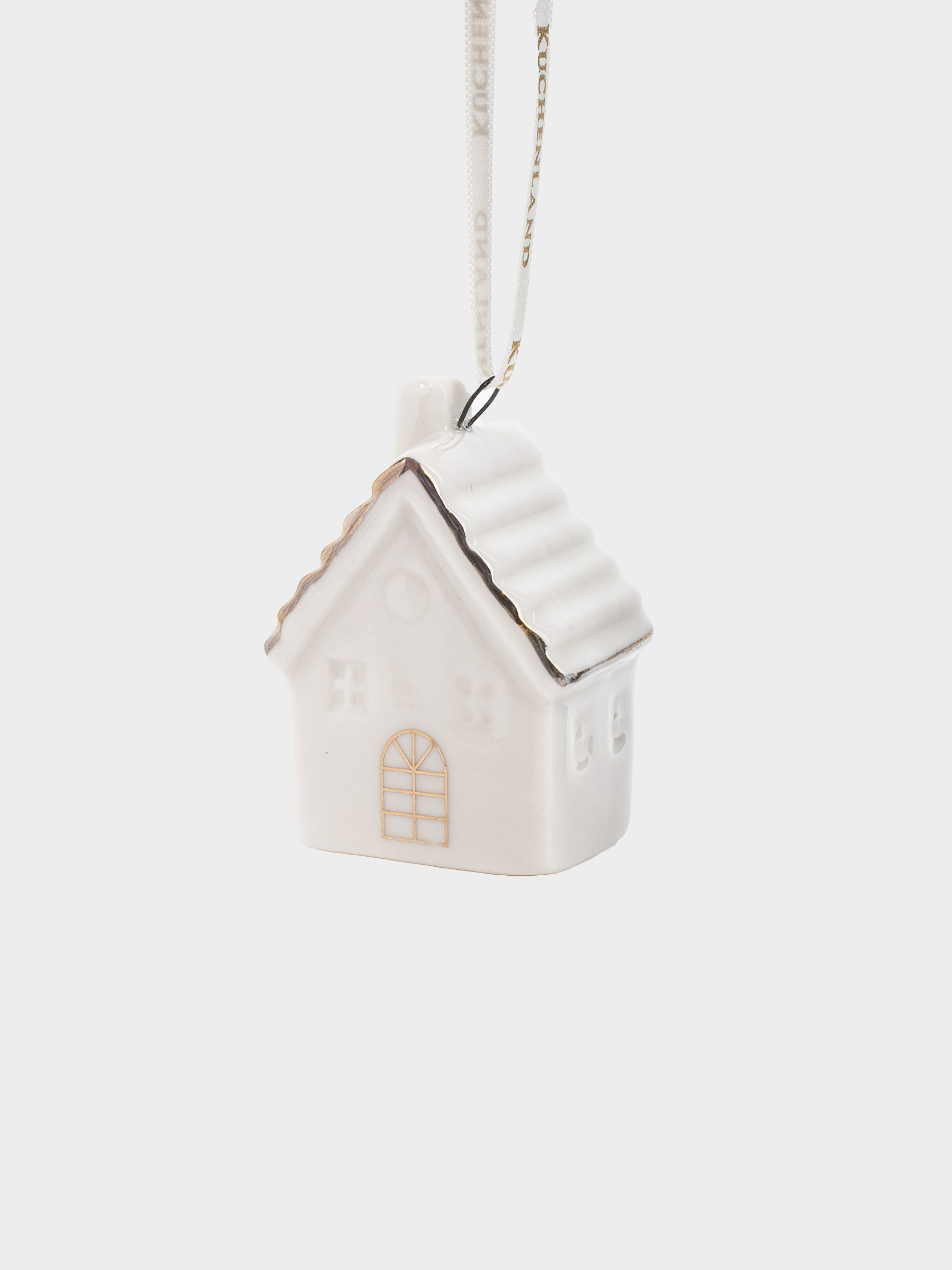 Игрушка елочная, 6 см, фарфор P, бело-золотистая, Дом, Figure christmas, image-0
