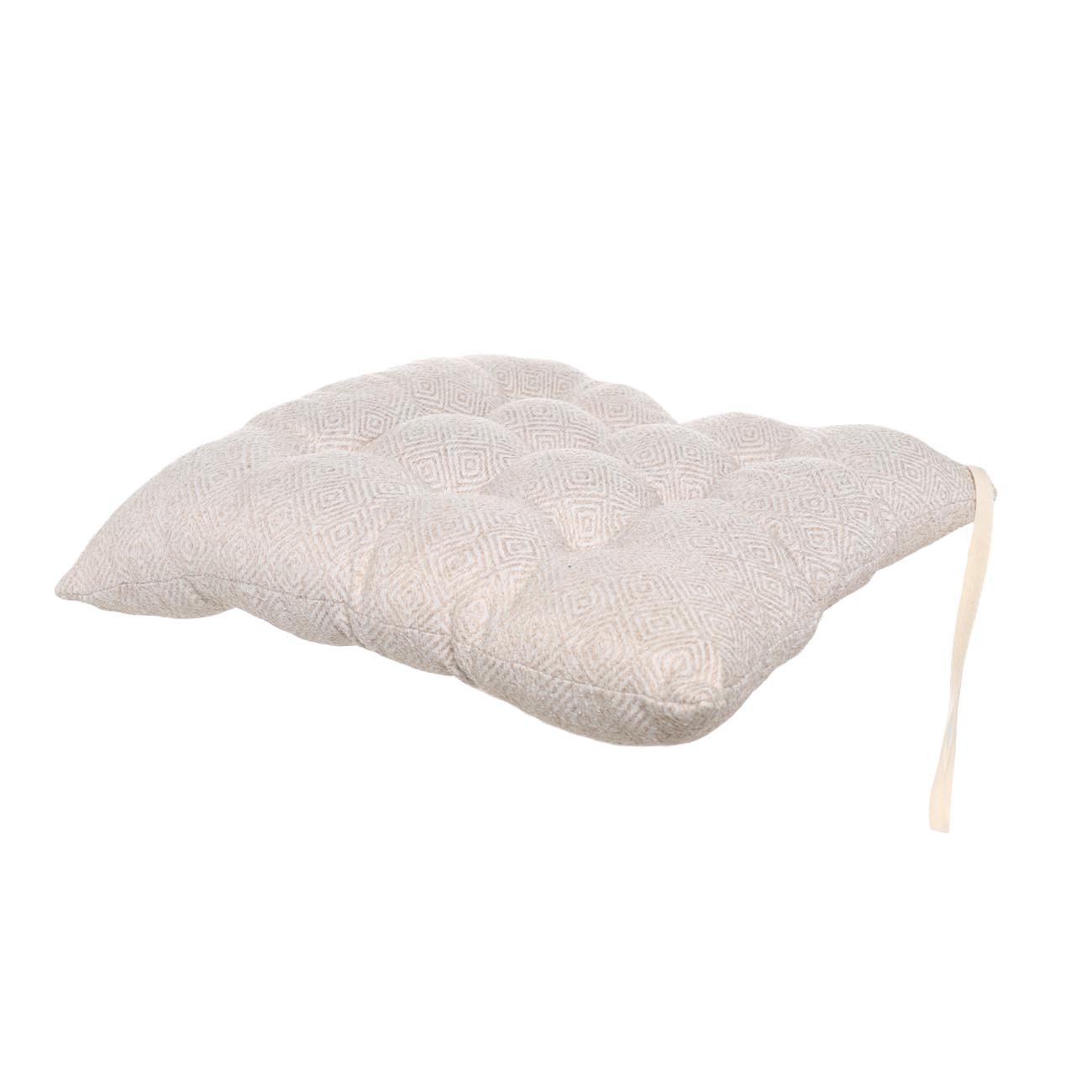 Подушка на стул, 40х40 см, с завязками, полиэстер, квадратная, бежевая, Ромбы, Rhombic изображение № 2