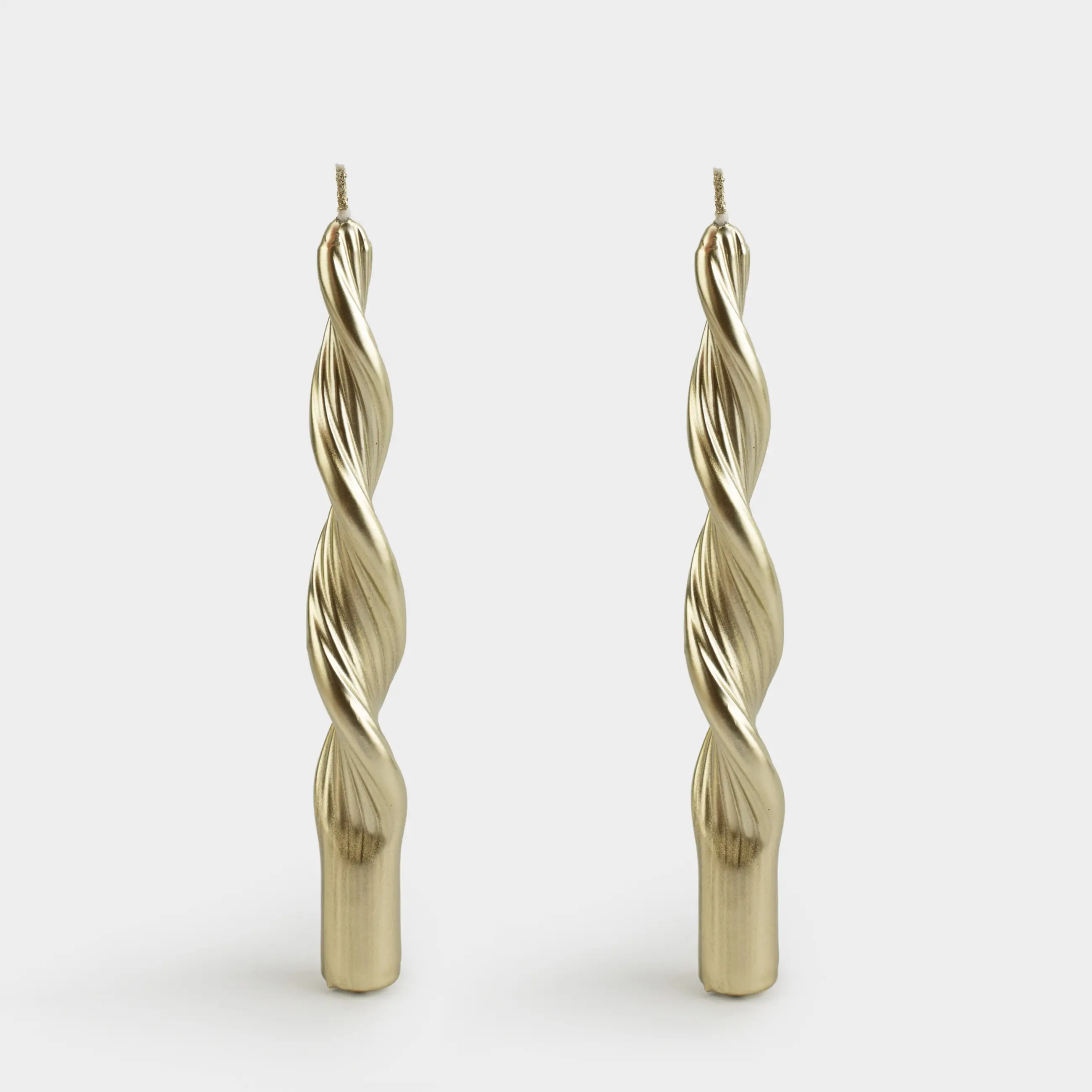 Свеча, 2 шт, 20 см, тонкая, шампань, Спираль, Spiral shape