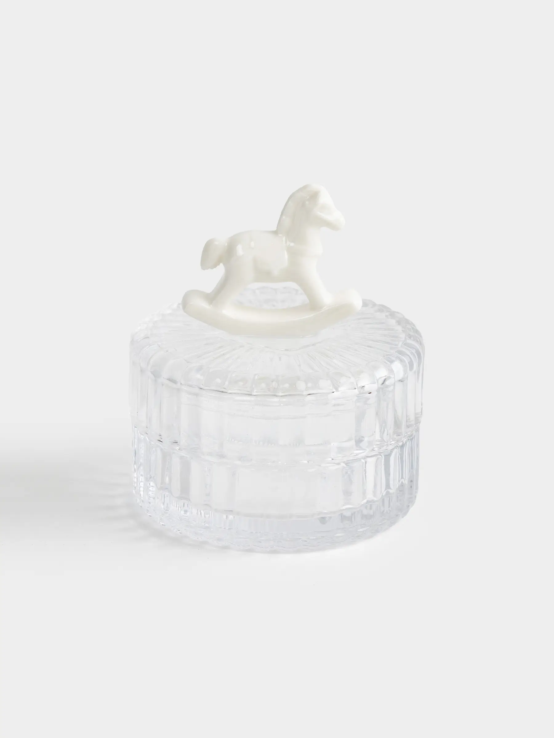 Емкость для хранения, 8х9 см, 100 мл, стекло/фарфор P, молочная, Лошадка-качалка, Ribby