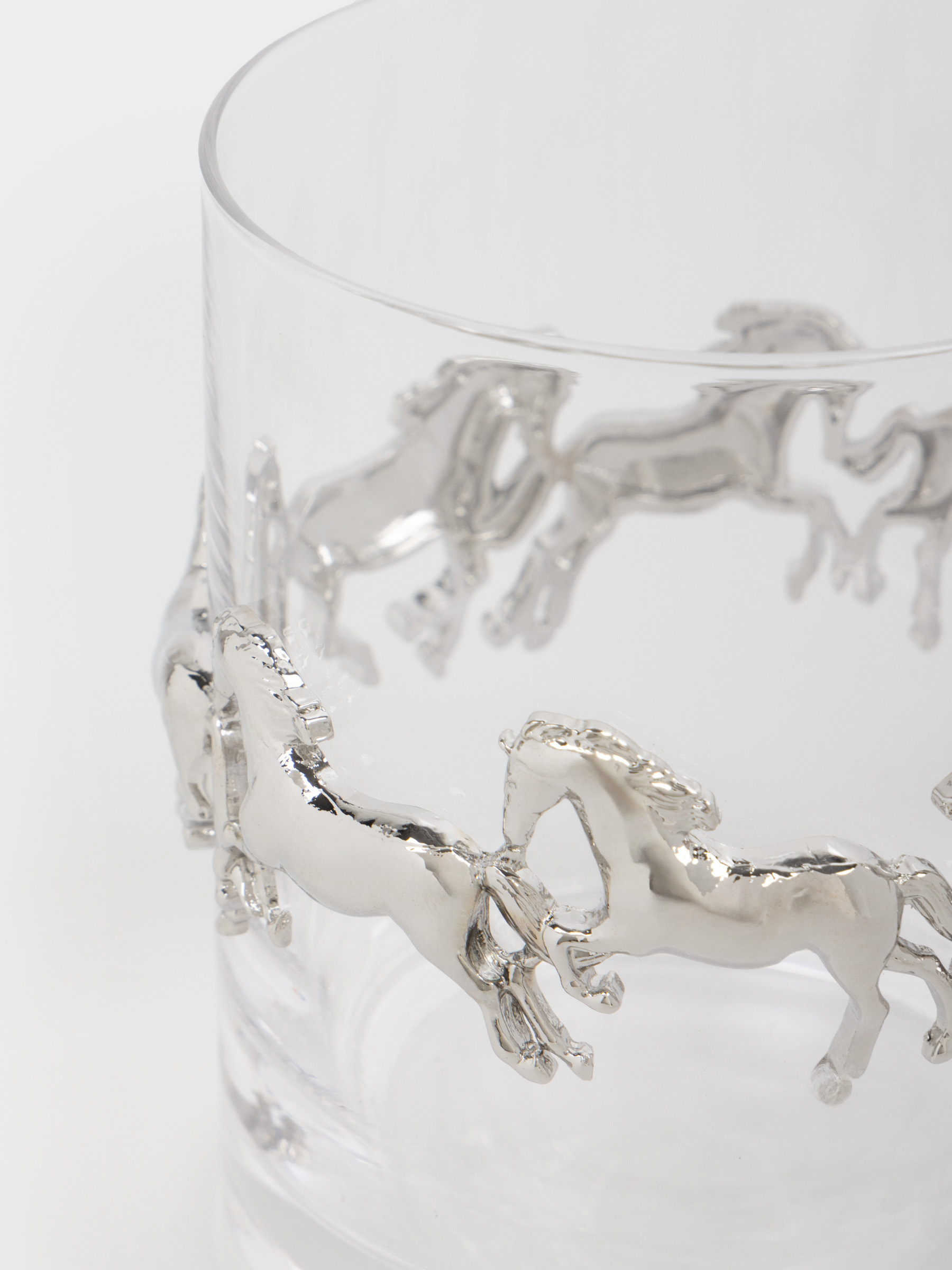 Стакан для виски, 10 см, 250 мл, стекло/металл, Серебристые лошади, Elegant horse, image-2