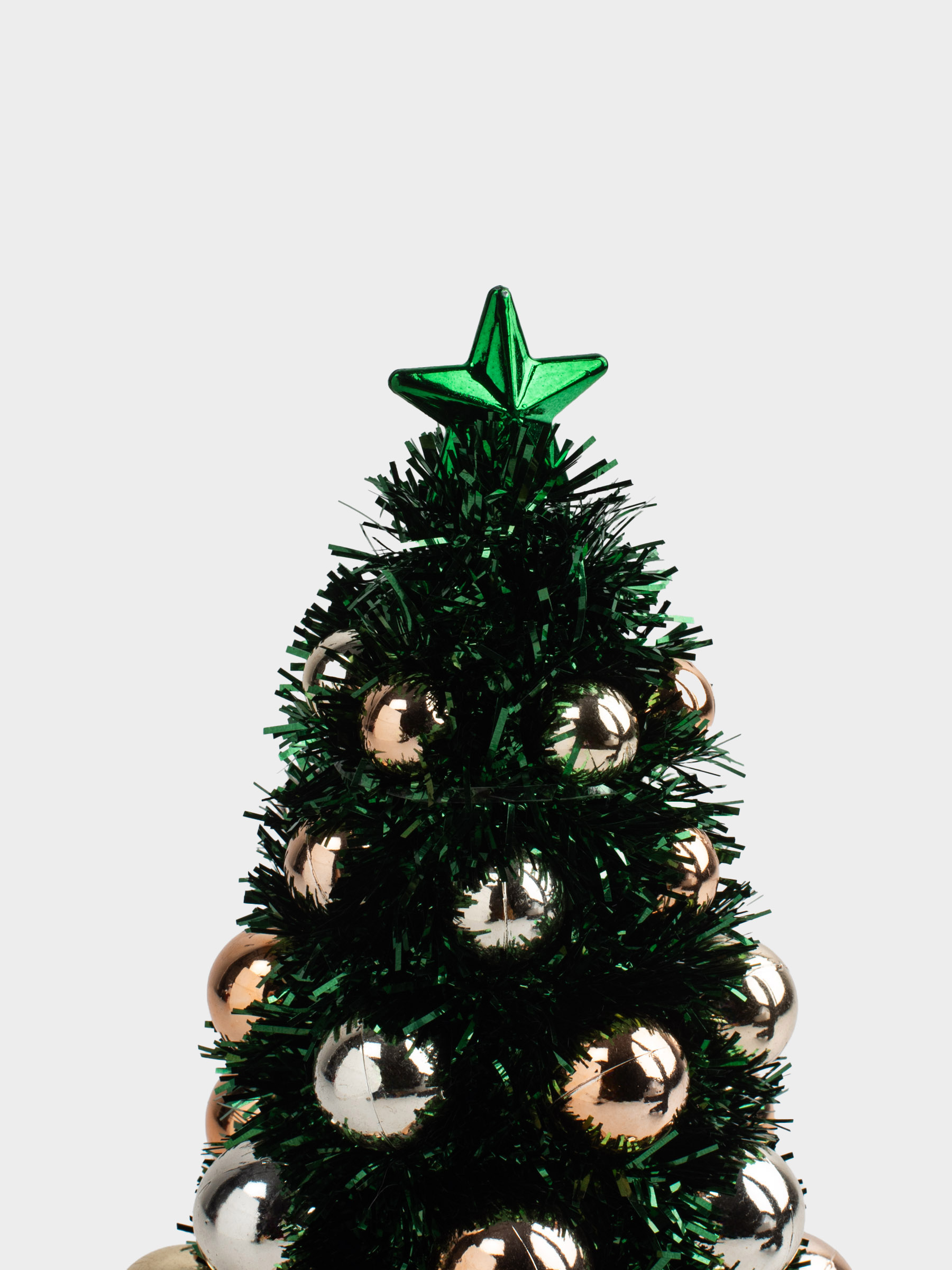 Ель искусственная, 21 см, мишура/пластик, зеленая, Ель с шарами, Tinsel christmas, image-2