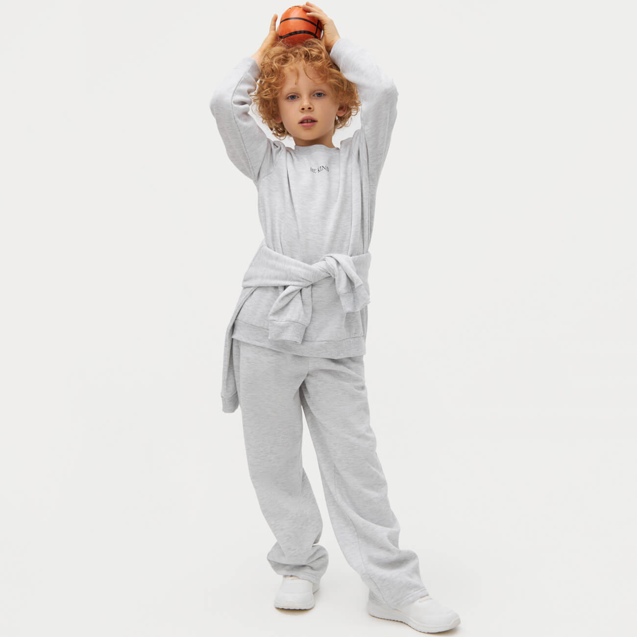 Брюки детские, 140 см, широкие, полиэстер/вискоза, светло-серые, Jodie полуширокие брюки yale small arch logo серые