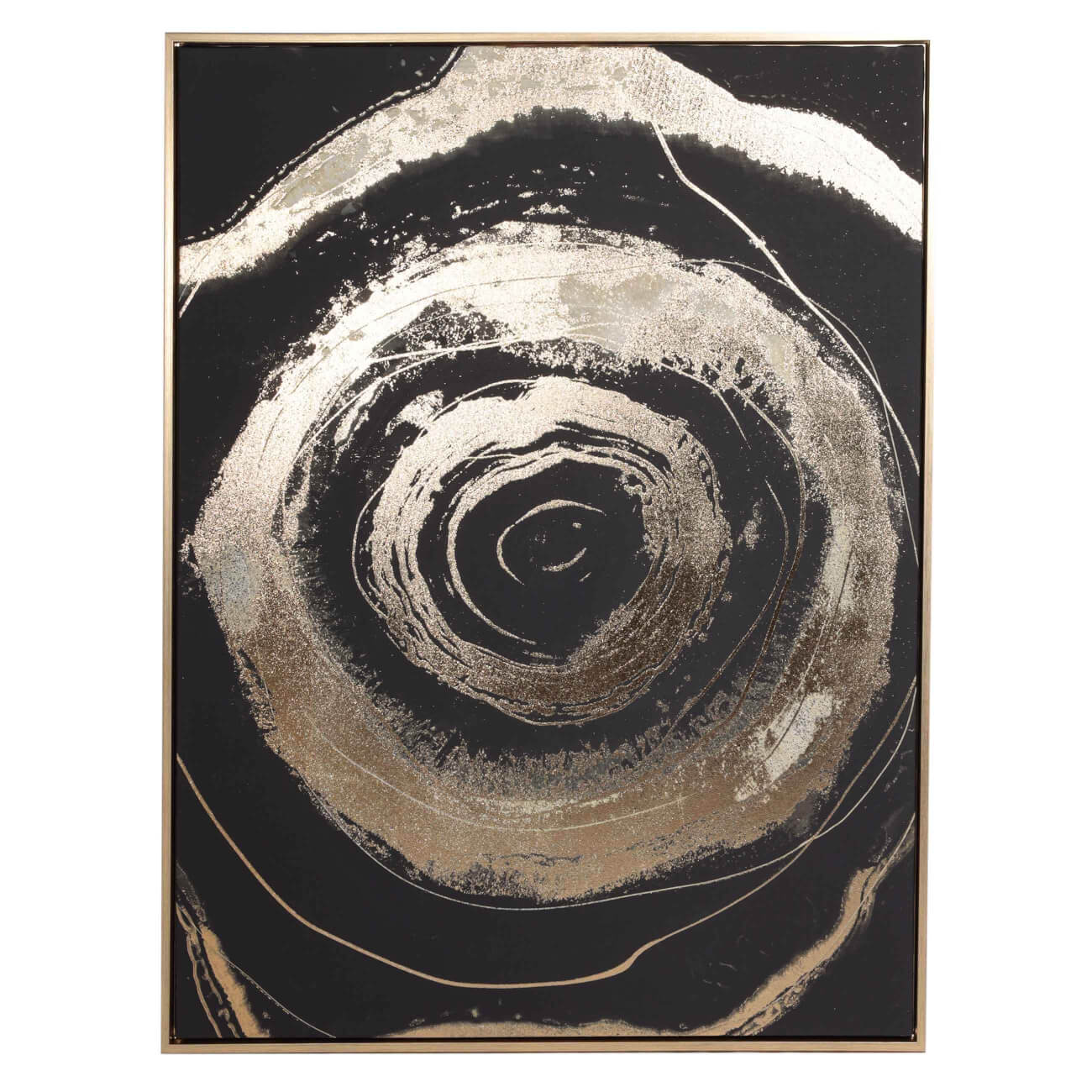 Картина в раме, 75х100 см, холст, черно-золотистая, Круги, Abstract изображение № 1