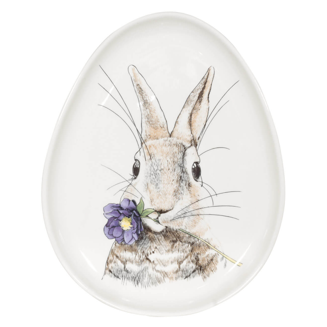 

Блюдо, 25х20 см, керамика, белое, Яйцо, Кролик и цветок, Easter gold
