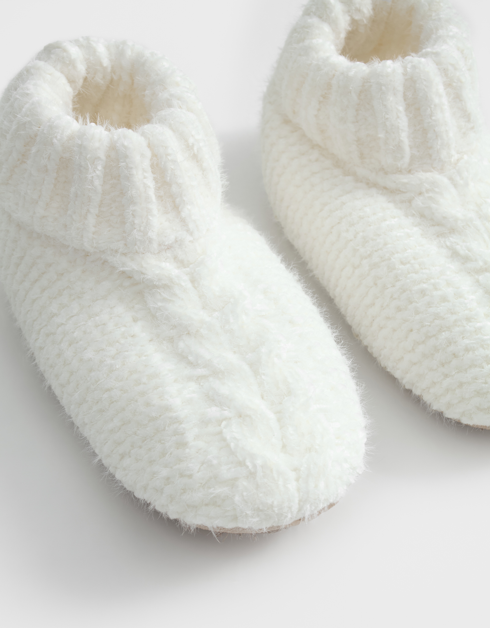 Тапочки-носки домашние, молочные, Knitted soft, image-5