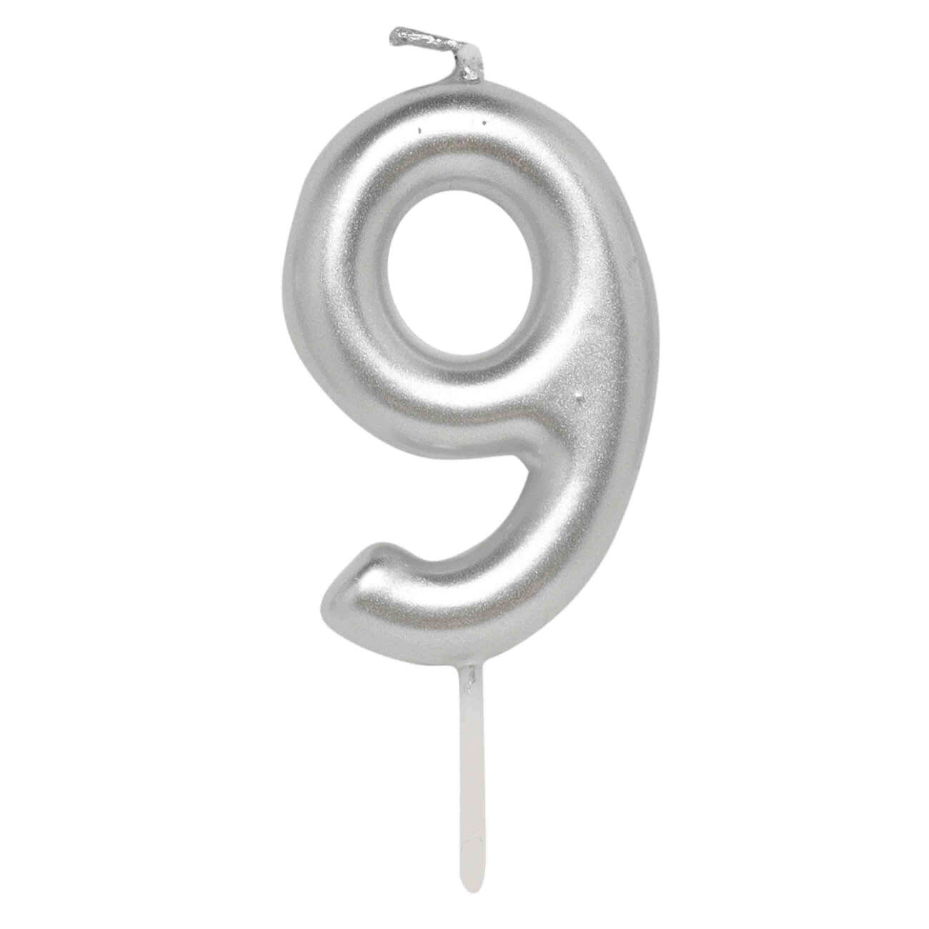 

Свеча для торта, 8 см, серебристая, Цифра 9, Birthday party