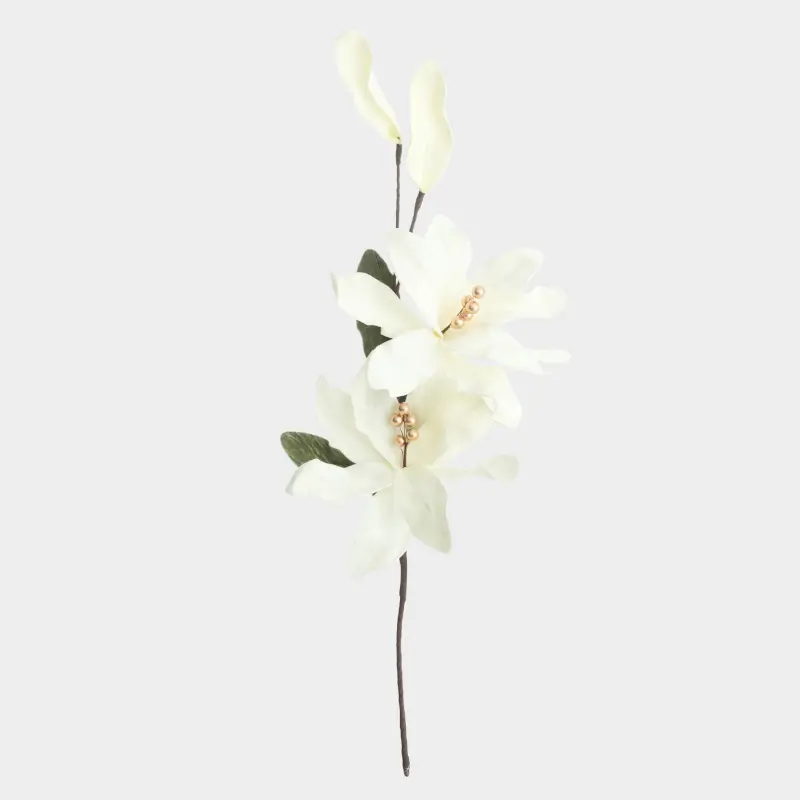 Ветка декоративная, 90 см, пластик/пенопласт, Молочная магнолия, Magnolia ,image-0
