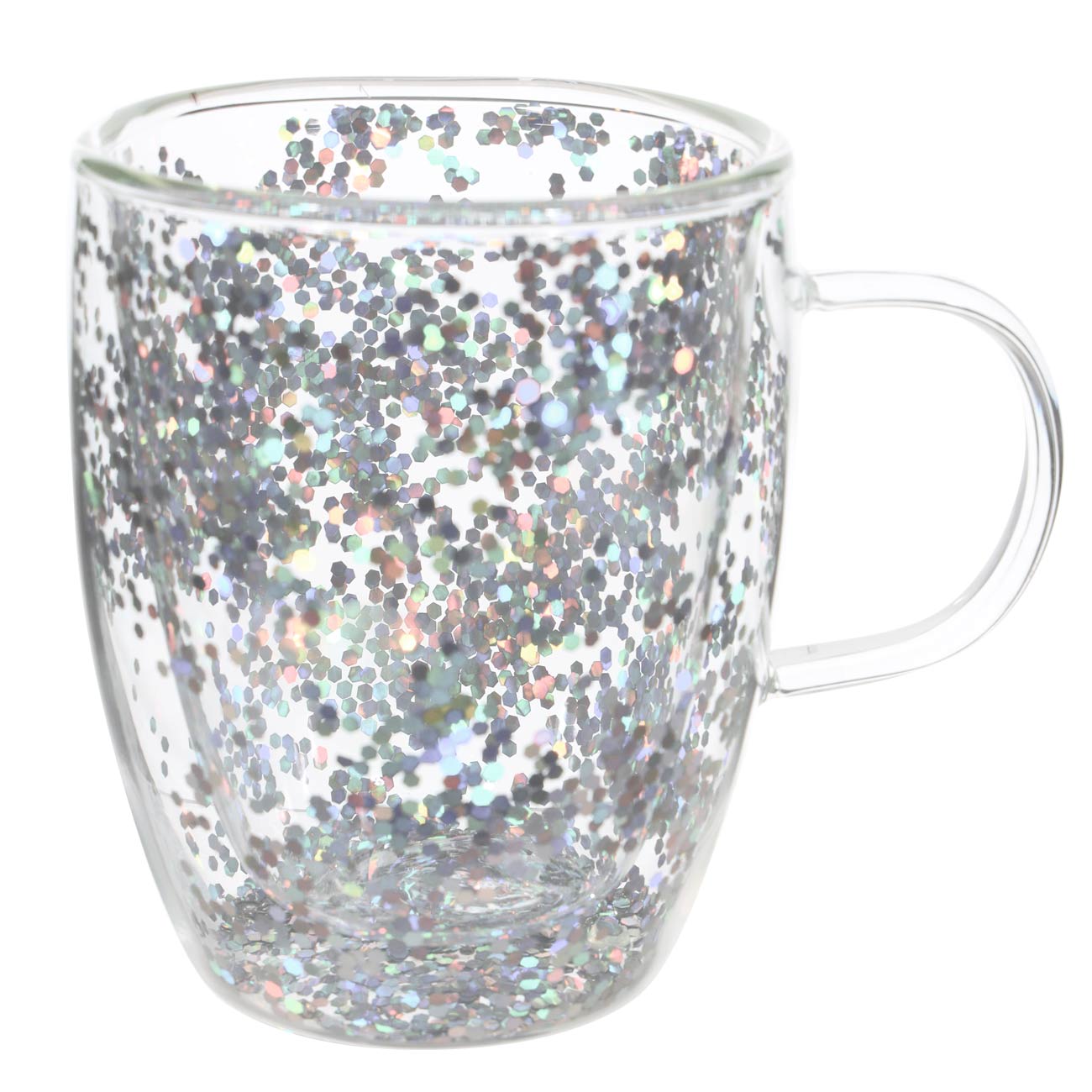Кружка, 290 мл, 2 шт, стекло Б, с серебристыми блестками, Air sparkly изображение № 3