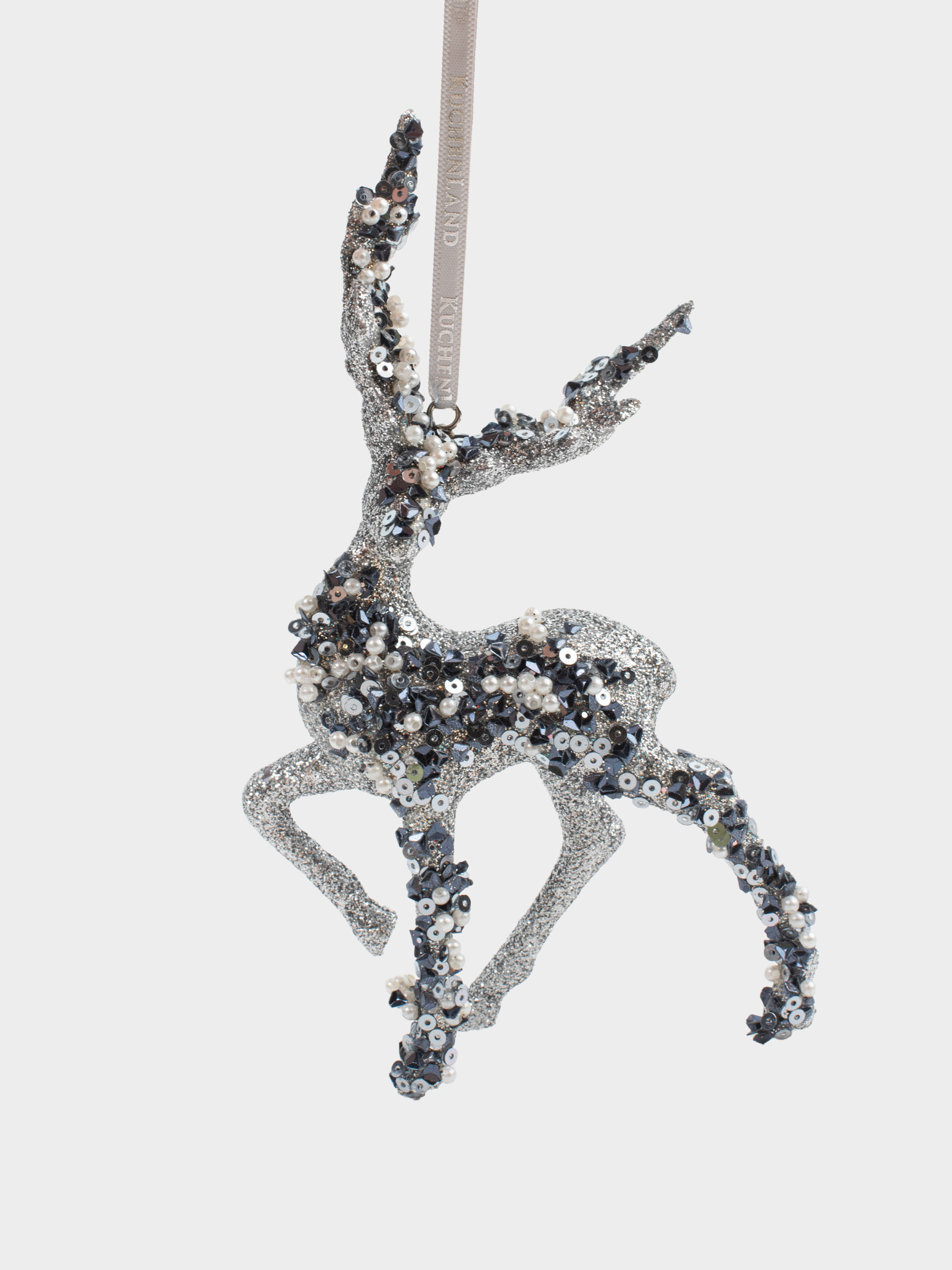 Игрушка елочная, 15 см, пенопласт/пластик, серебристая, Олень, Figure sparkle, image-0