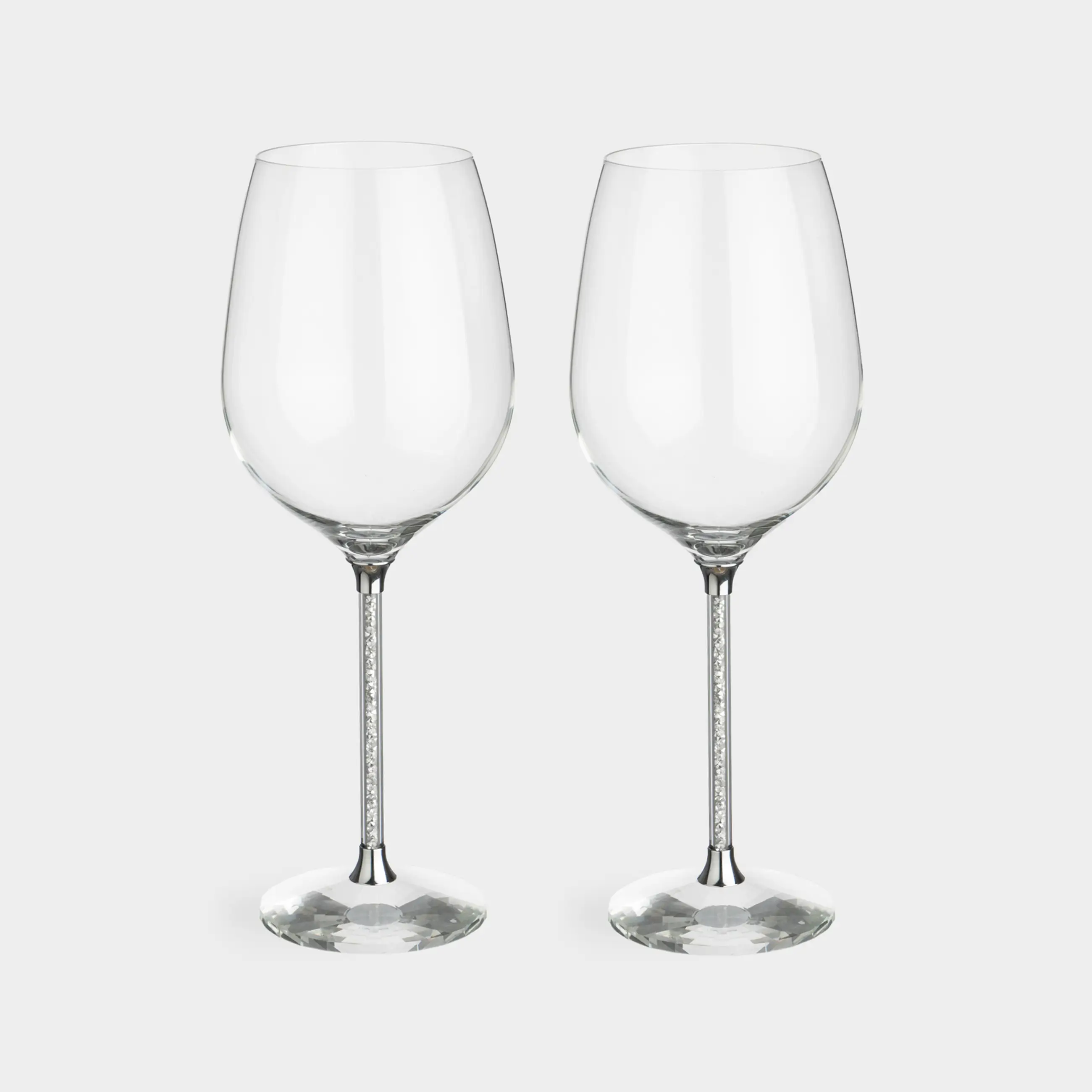 Бокал для вина, 600 мл, 2 шт, стекло/стразы, Серебристые кристаллы, Diamond
