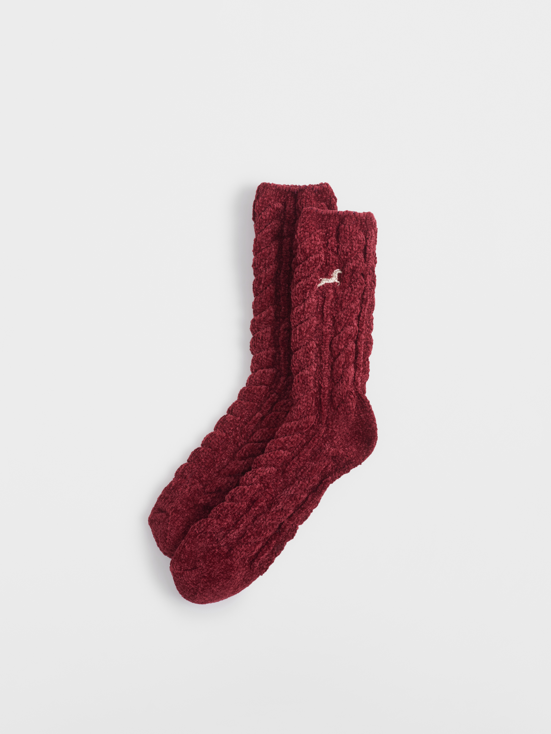 Носки женские, р. 36-38, шенилл, бордовые, Лошадь, Knitted chenill, image-1