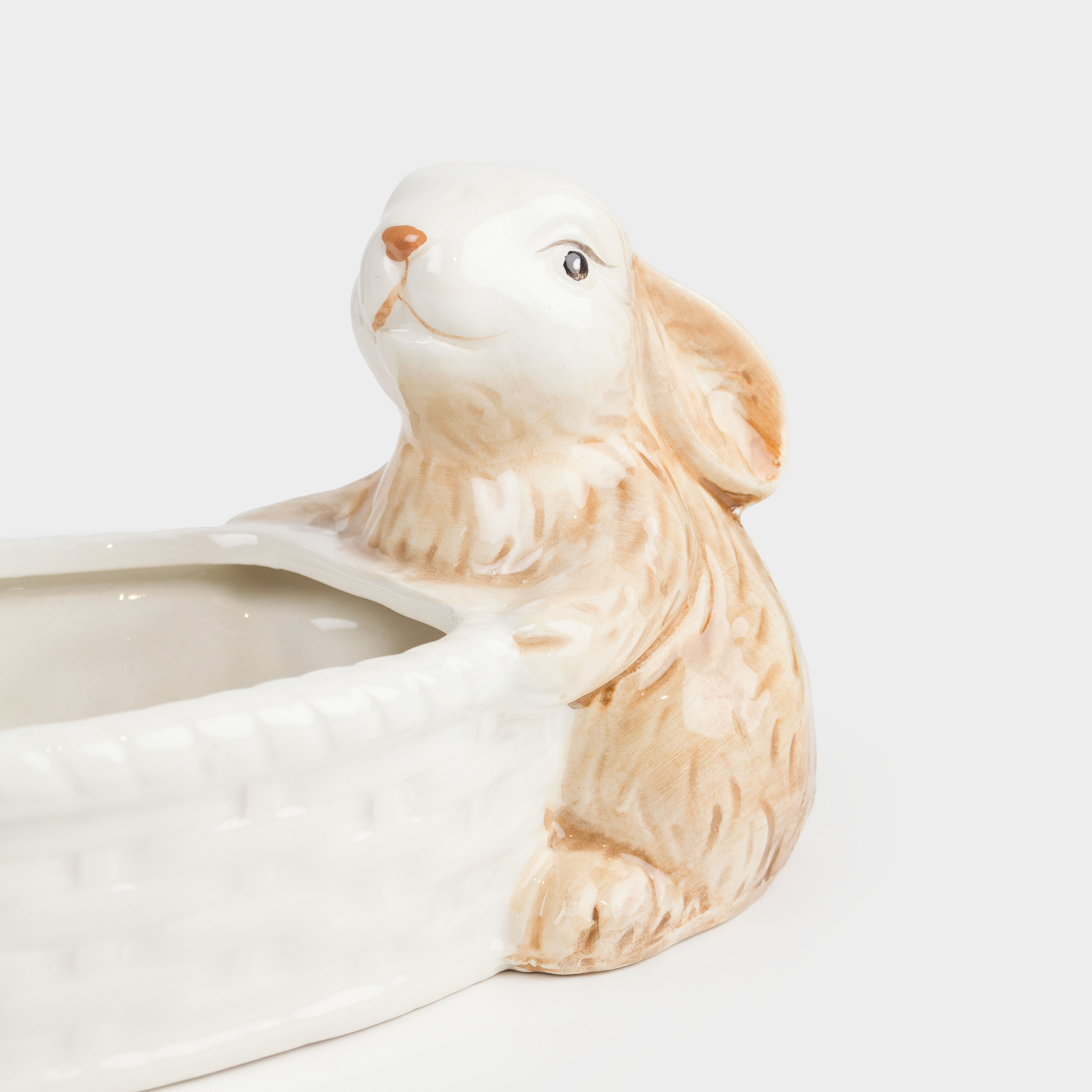 Конфетница, 19х10 см, керамика, молочно-бежевая, Кролик с корзинкой, Natural Easter, image-2