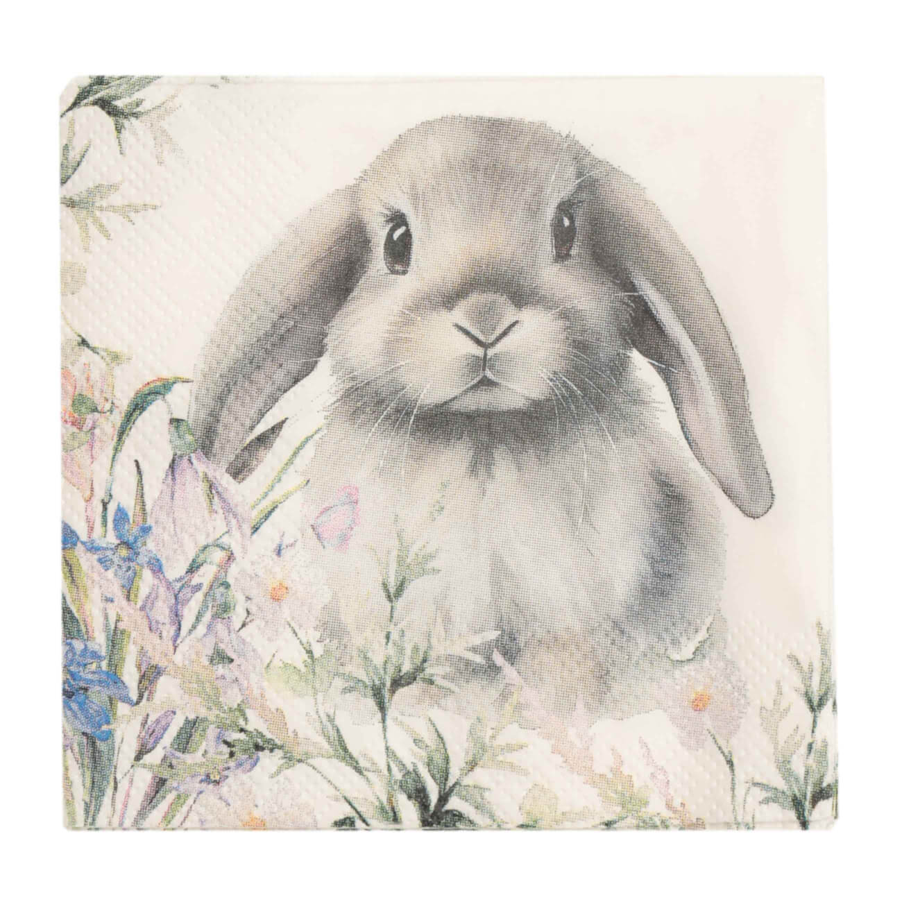 салфетки бумажные 33х33 см 20 шт круглые белые кролики с ами pure easter Салфетки бумажные, 21х21 см, 20 шт, белые, Кролик в цветах, Pure Easter