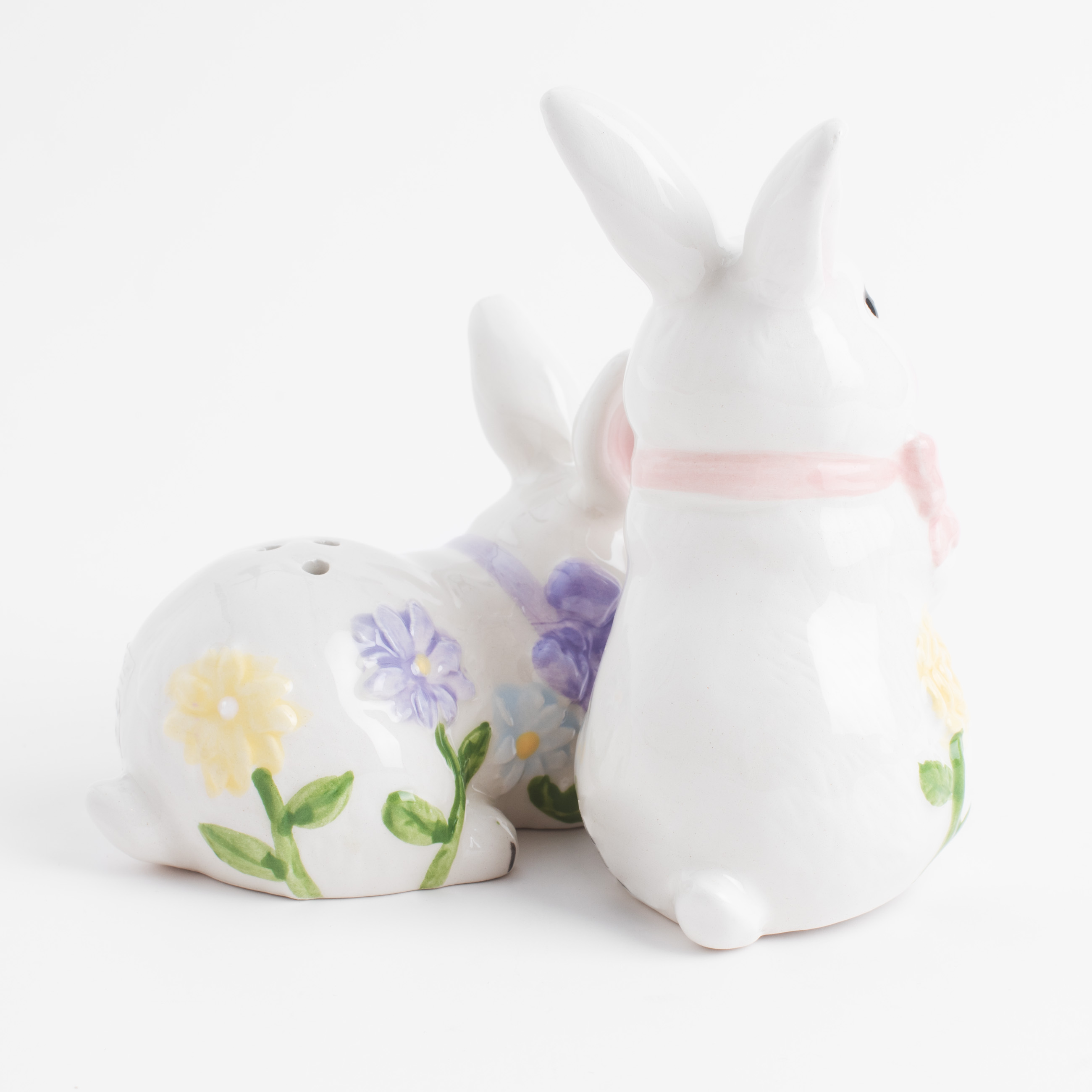 Набор для соли и перца, 11 см, керамика, белый, Кролики с цветами, Easter изображение № 4