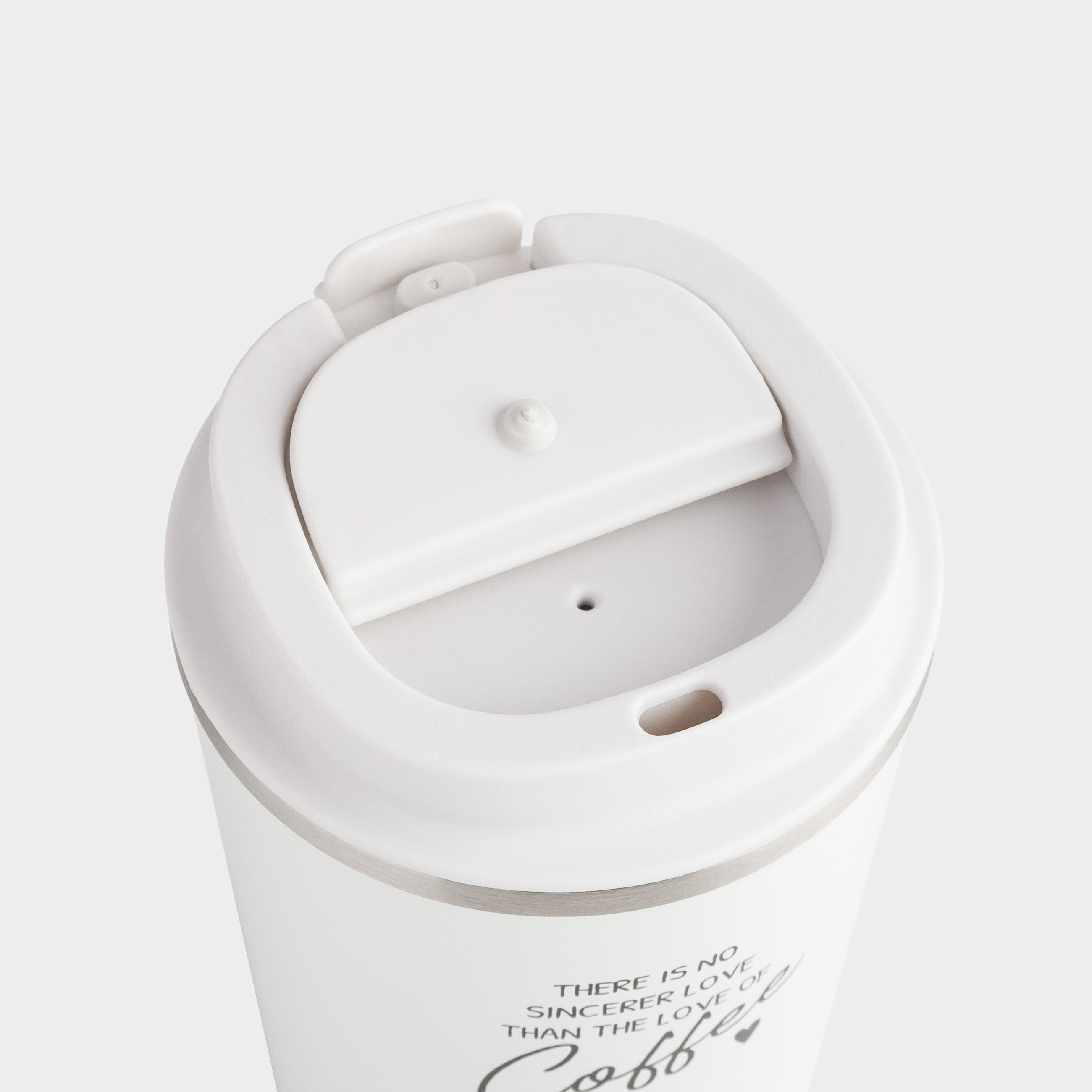 Термокружка, 350 мл, сталь/пластик, белая, с надписью, Coffee time, image-1