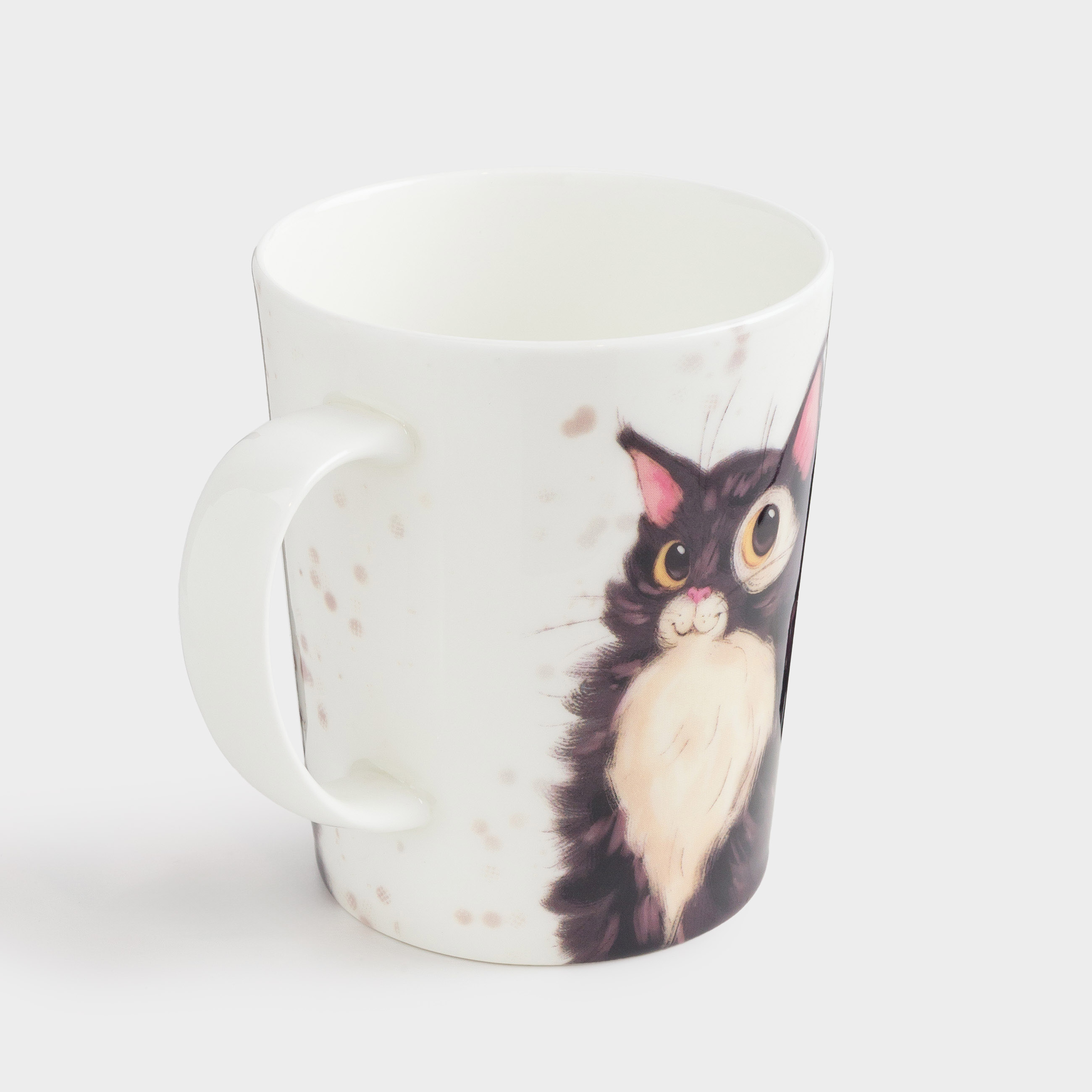 Кружка, 350 мл, фарфор F, белая, Пушистый кот, Cat, image-1