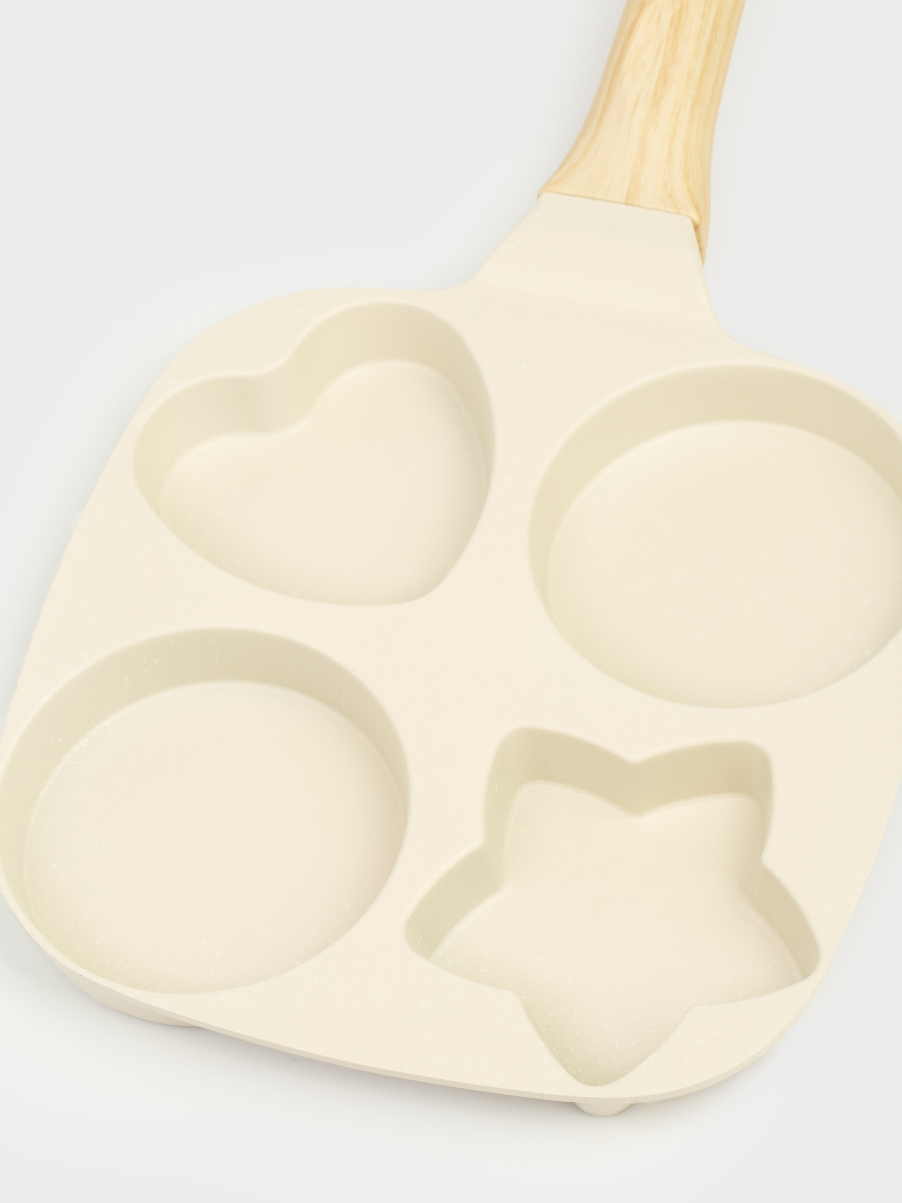 Сковорода для яиц и оладий, 19 см, 4 отд, с покрытием, алюминий, молочная, Фигуры, Sentimentality, image-1