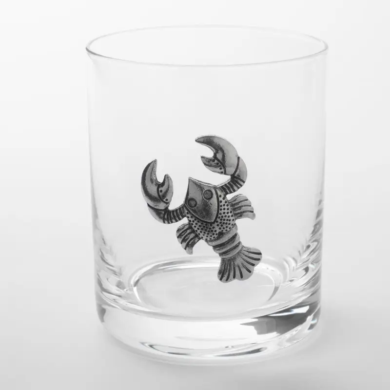 Стакан для виски, 10 см, 340 мл, стекло/металл, серебристый, Рак, Zodiac ,image-0