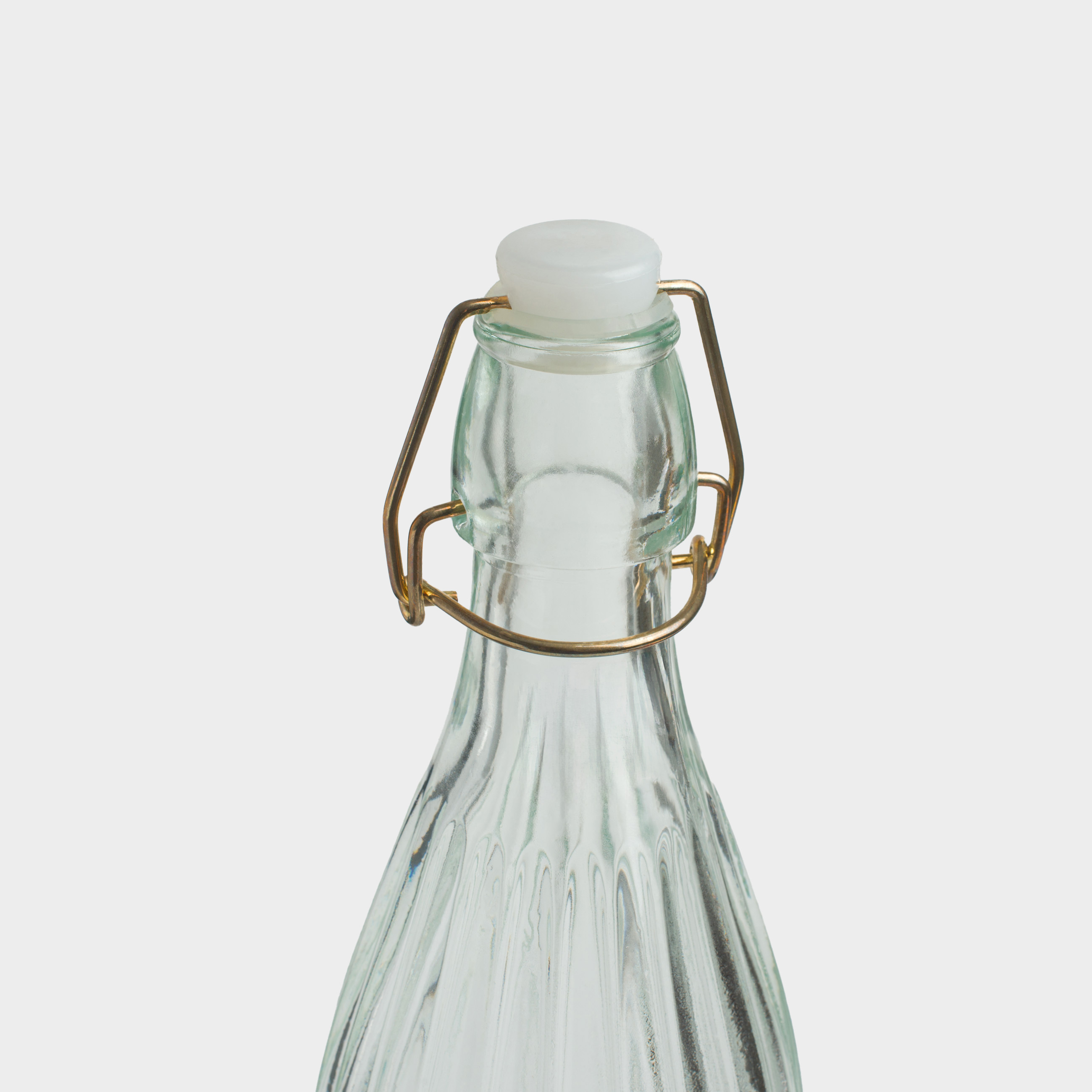 Бутылка для масла или уксуса, 1 л, с клипсой, стекло Р/металл, Ribby gold, image-3
