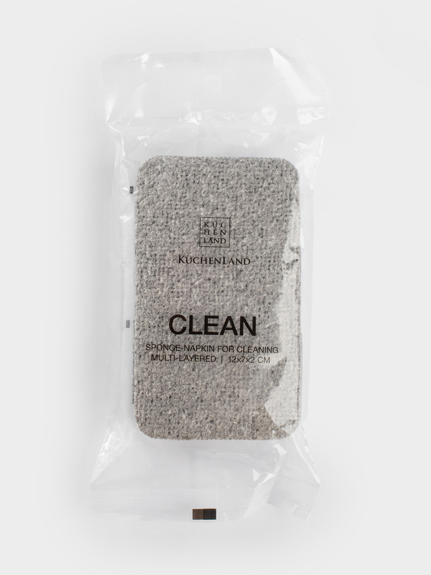 Губка-салфетка для уборки, многослойная, 12x7 см, микрофибра, серая, Clean, image-4