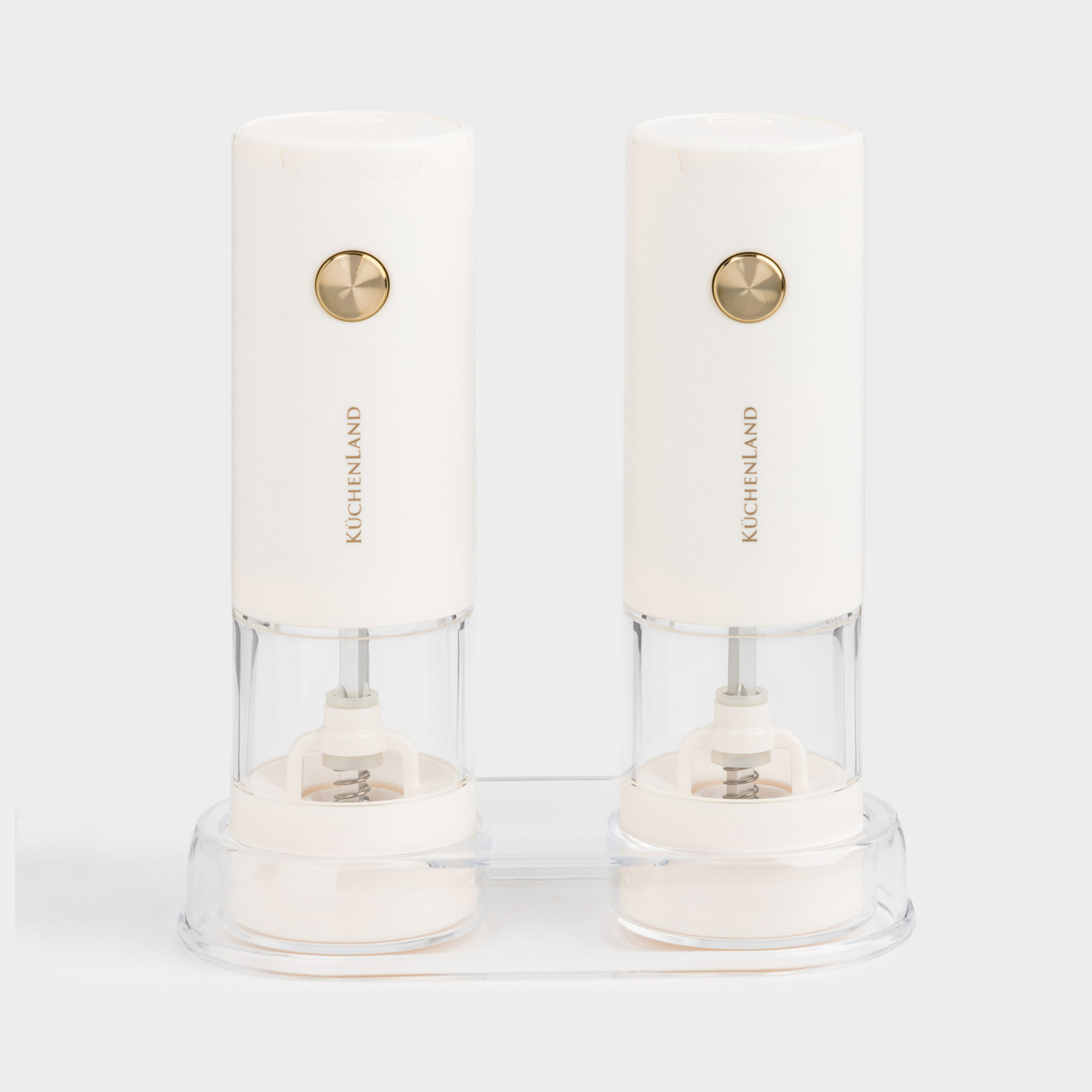 Мельница для специй 20 см 2 шт электрическая на подставке пластик молочная Liberica light 3690₽