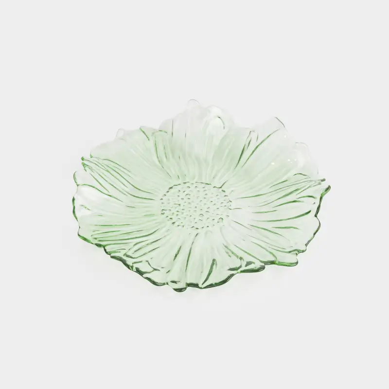 Блюдо, 20 см, стекло Р, зеленое, Цветок, Fleur color ,image-0