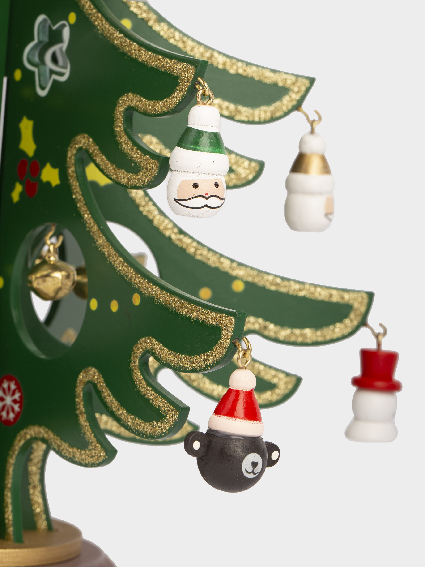 Статуэтка, 29 см, с подвесками, МДФ, зеленая, Ель с игрушками, Christmas style, image-3