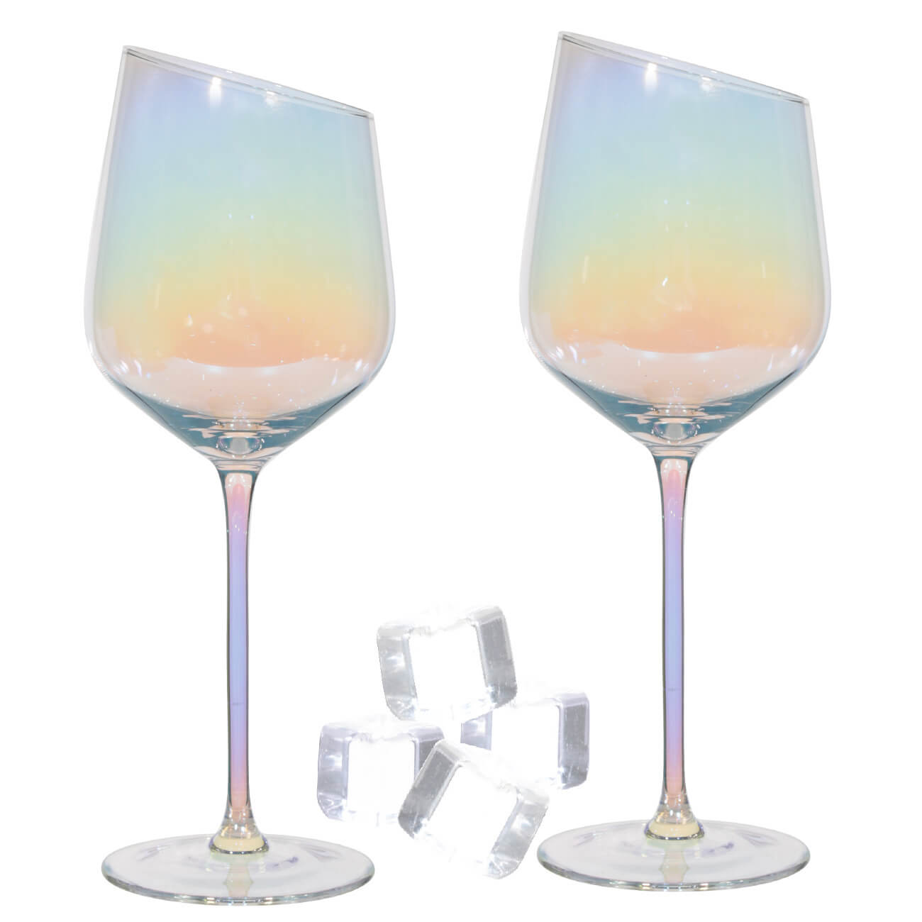 Набор для вина, 2 перс, 6 пр, с кубиками, стекло/кварц, перламутр, Charmant polar изображение № 1