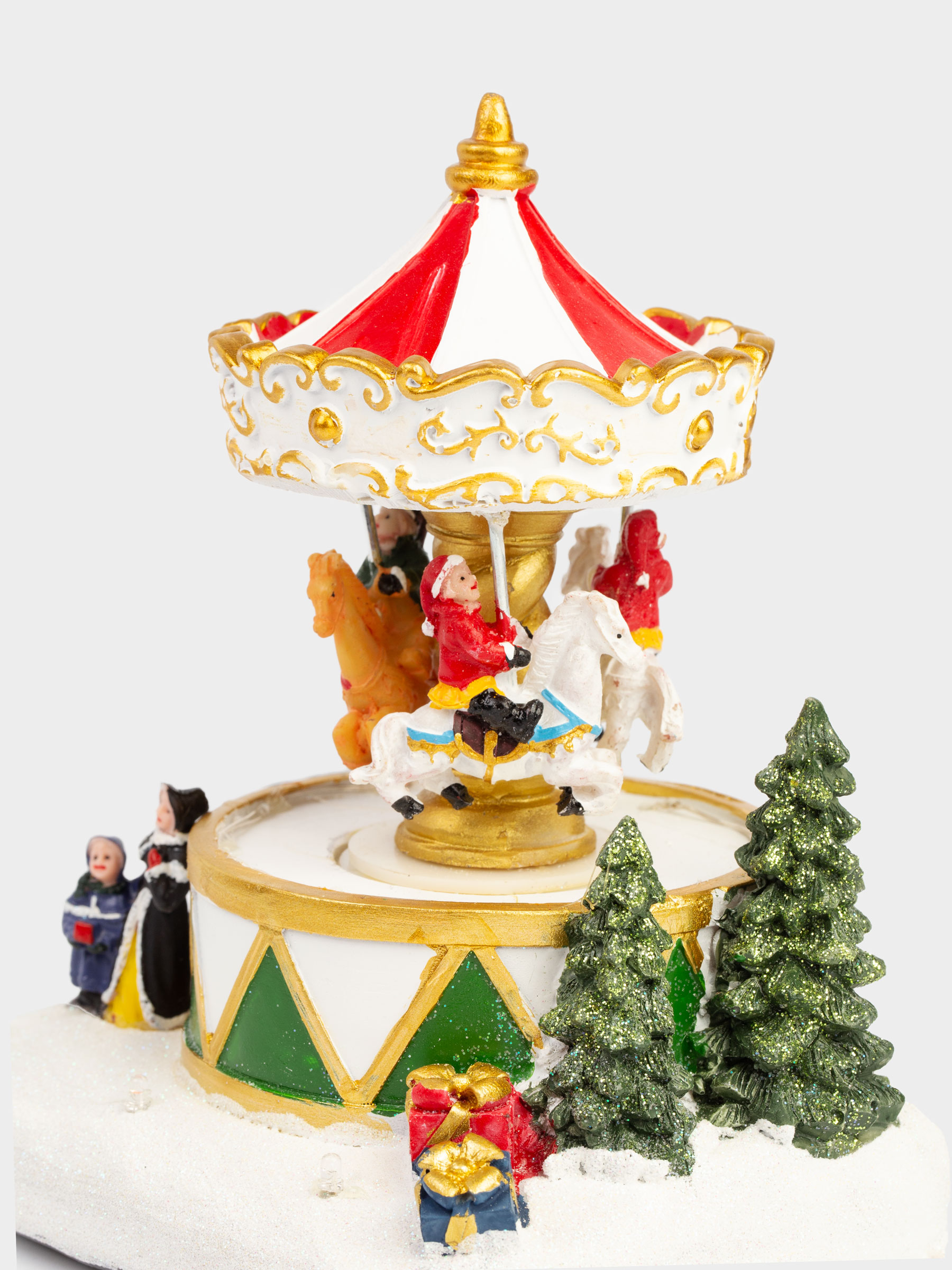 Статуэтка с подсветкой, 15x17 см, анимированная, полирезин, Карусель в снегу, Christmas style, image-3