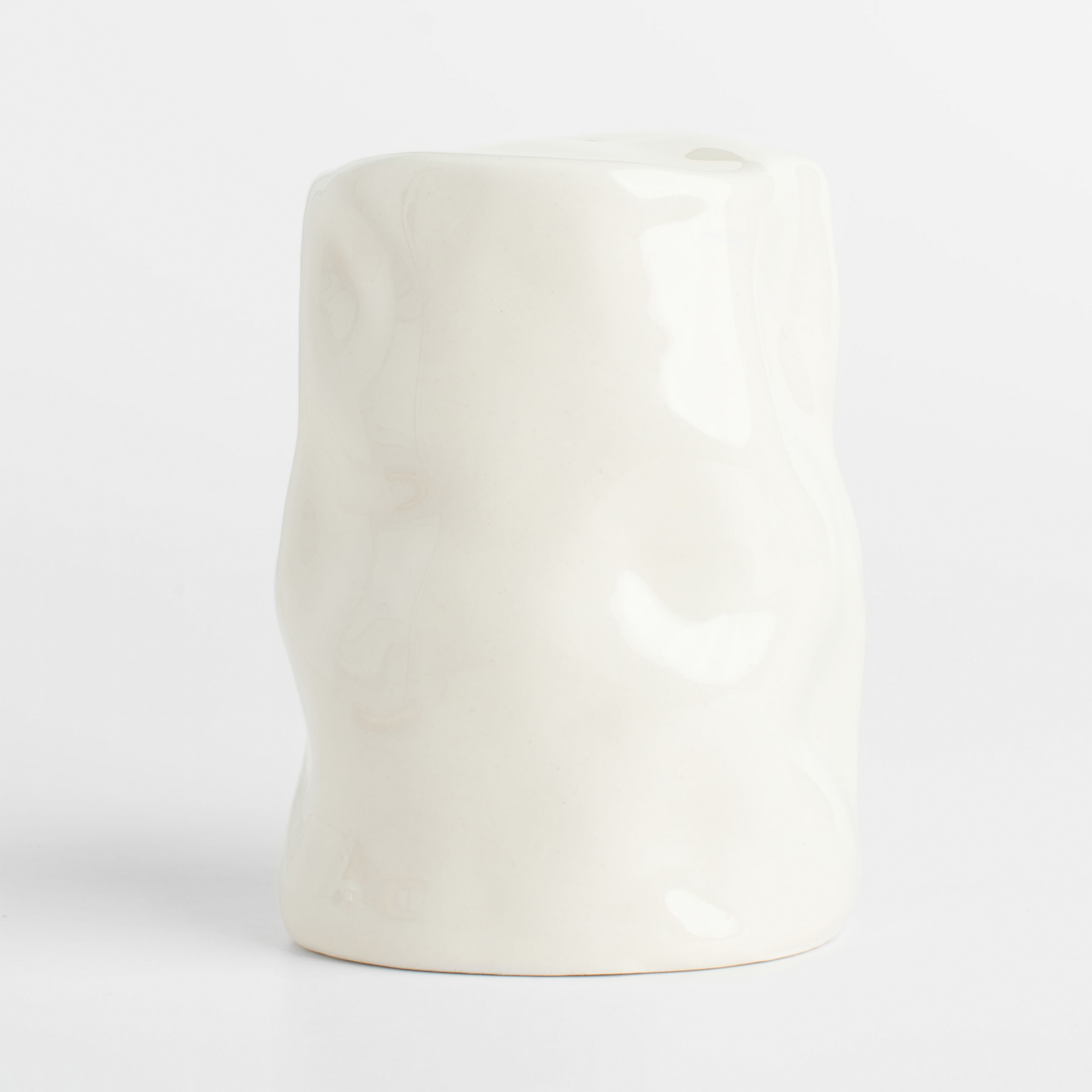 Емкость для соли или перца, 7 см, керамика, молочная, Мятый эффект, Crumple изображение № 3