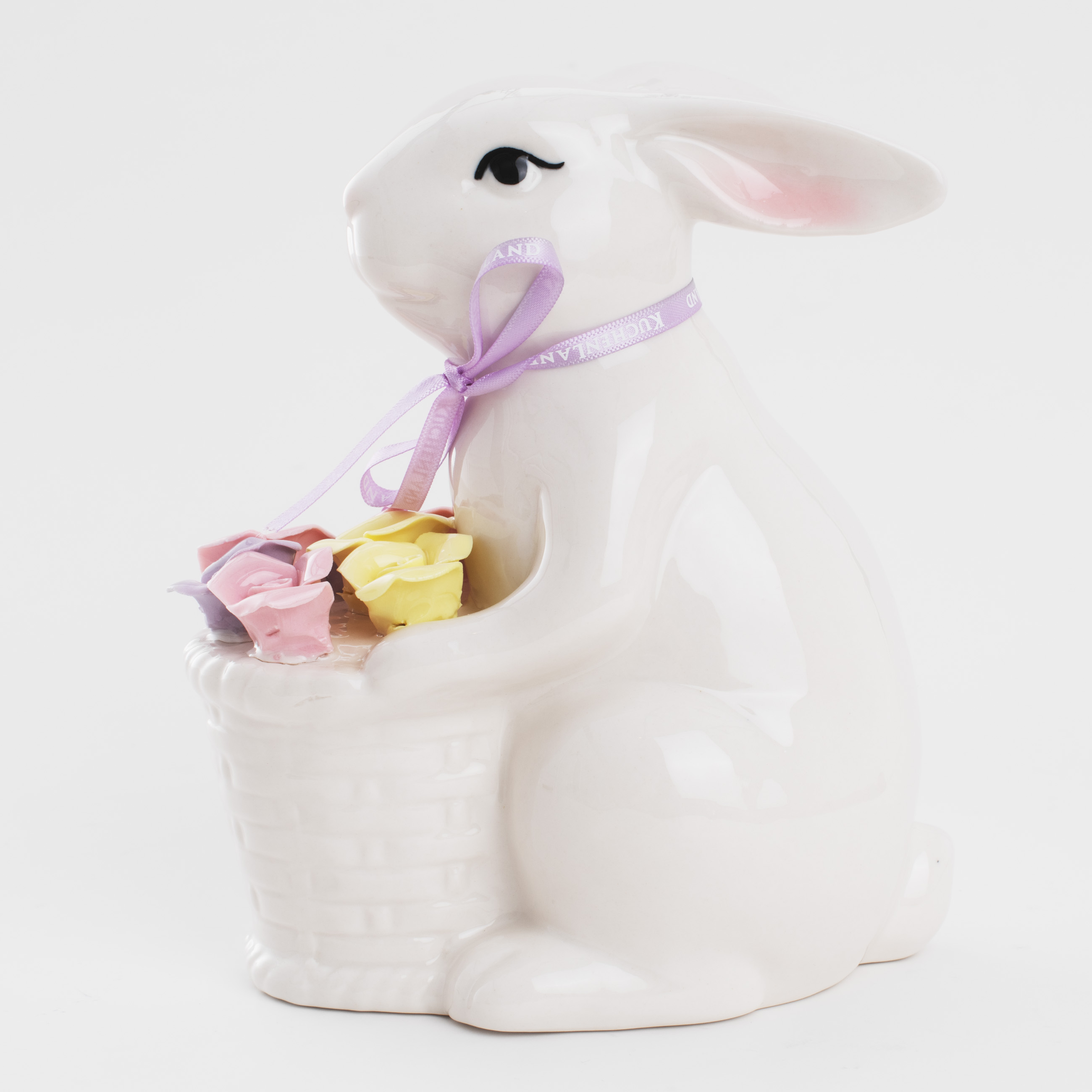 Статуэтка, 17 см, фарфор P, белая, Кролик с корзиной цветов, Pure Easter изображение № 4