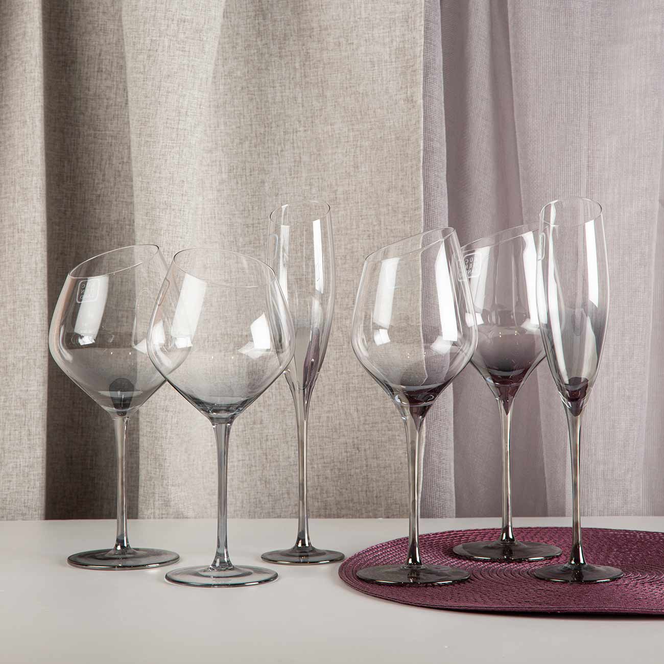 Бокал для шампанского, 180 мл, 4 шт, стекло, серый, Charm L Color изображение № 5