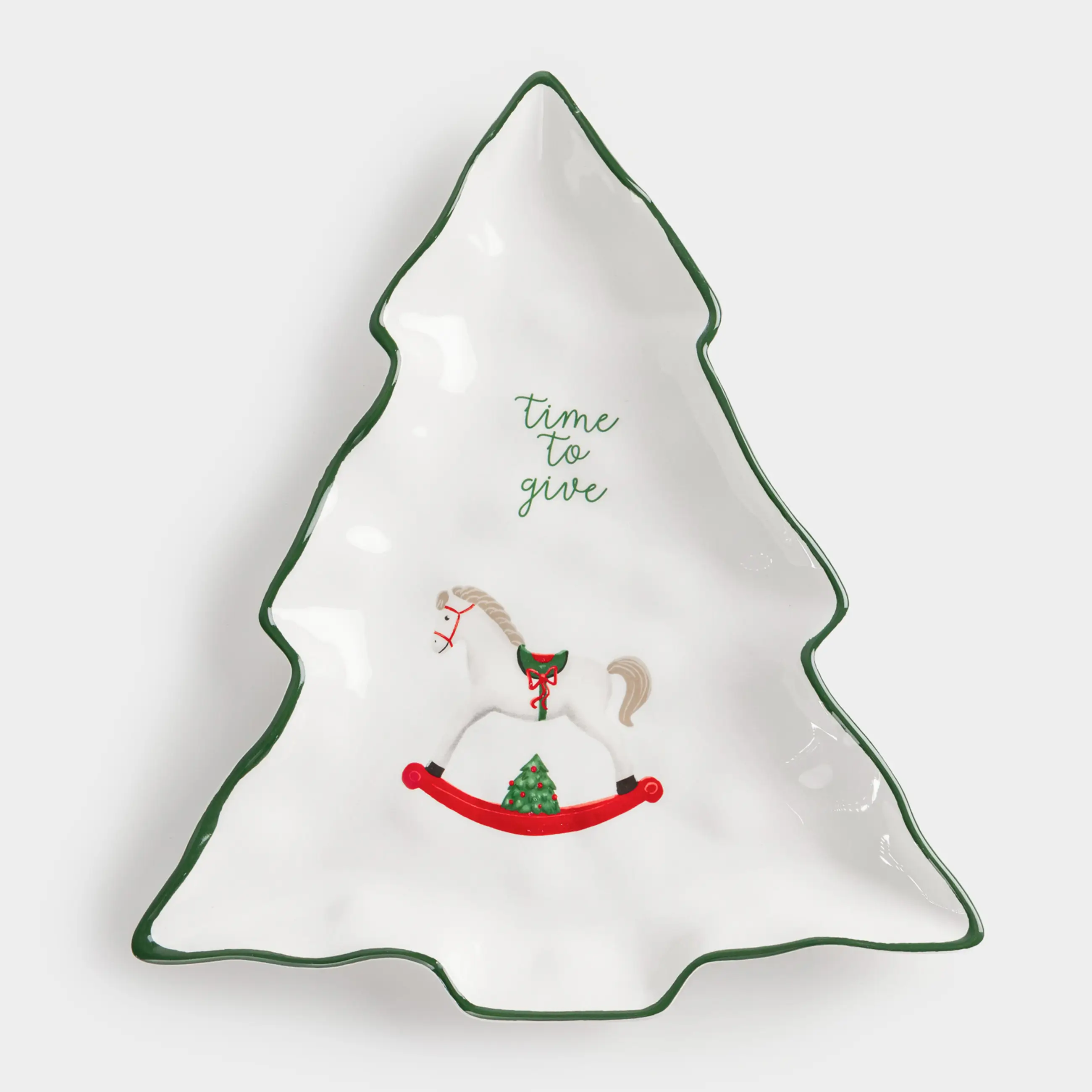 Блюдо, 31х27 см, керамика, Лошадка, Сhristmas green
