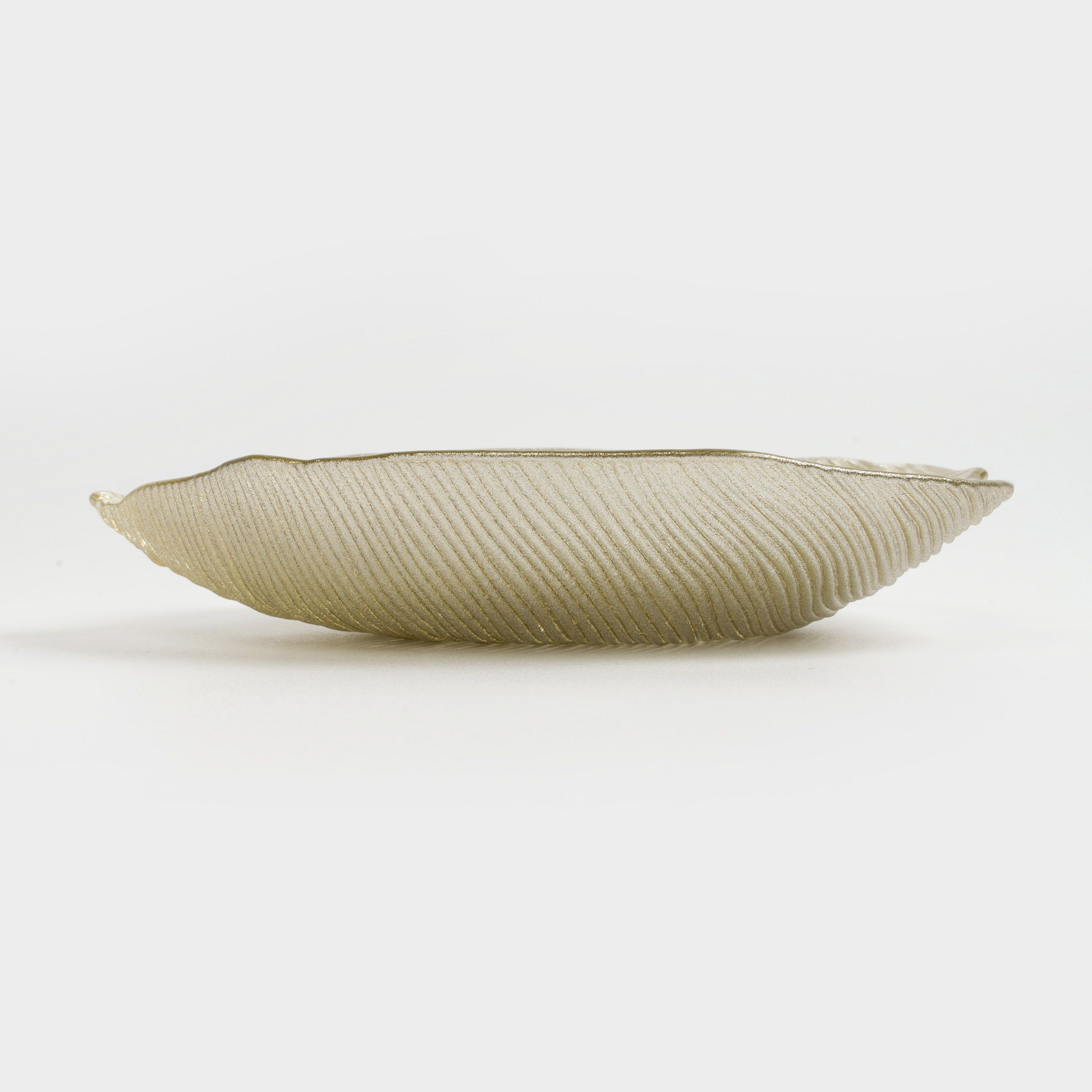 Блюдо, 15х13 см, стекло, золотистое, Тропический лист, Hosta