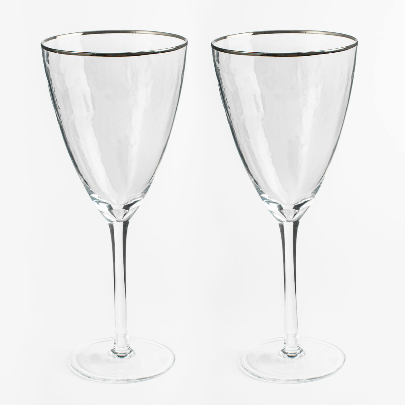 Бокал для вина, 400 мл, 2 шт, стекло, с серебристым кантом, Ripply silver стакан для виски 270 мл 2 шт стекло с серебристым кантом ripply silver
