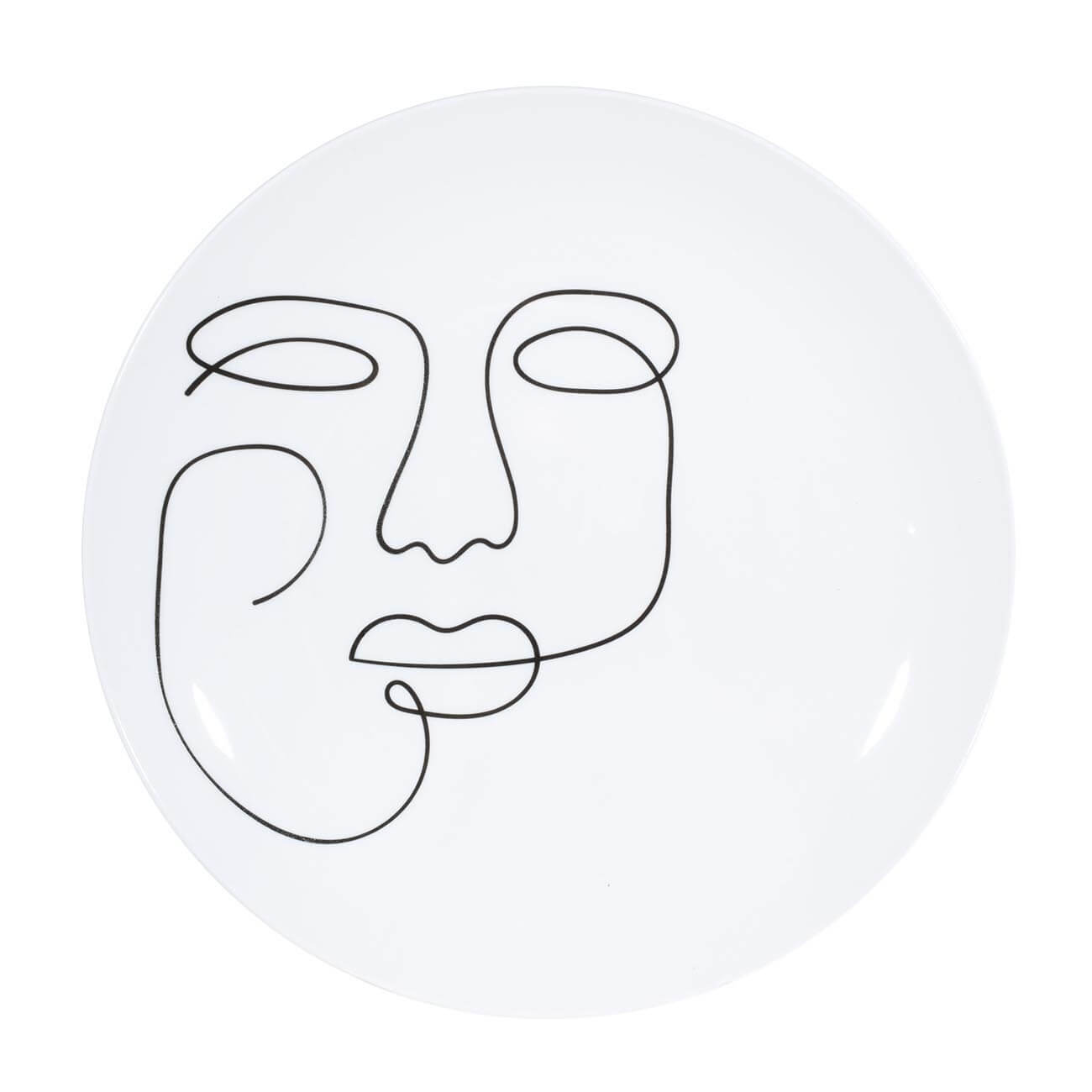 Тарелка обеденная, 27 см, 2 шт, фарфор N, белая, Контурное лицо, Face