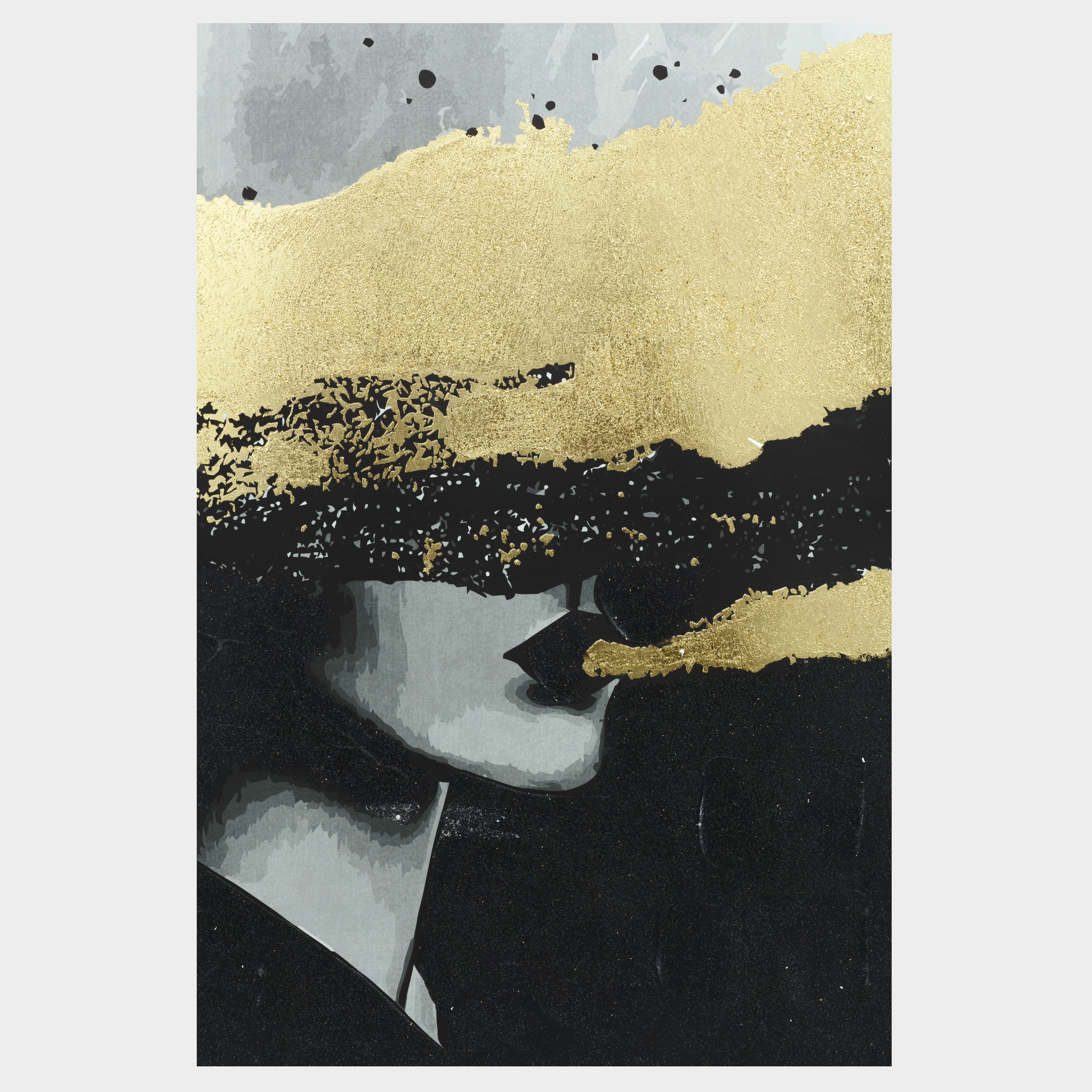Картина в раме, 80х120 см, холст, серо-золотистая, Девушка, Abstract