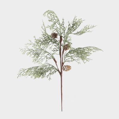 Ветка декоративная, 46 см, ПВХ/металл, Хвоя с шишками, Conifer decor ,image-0