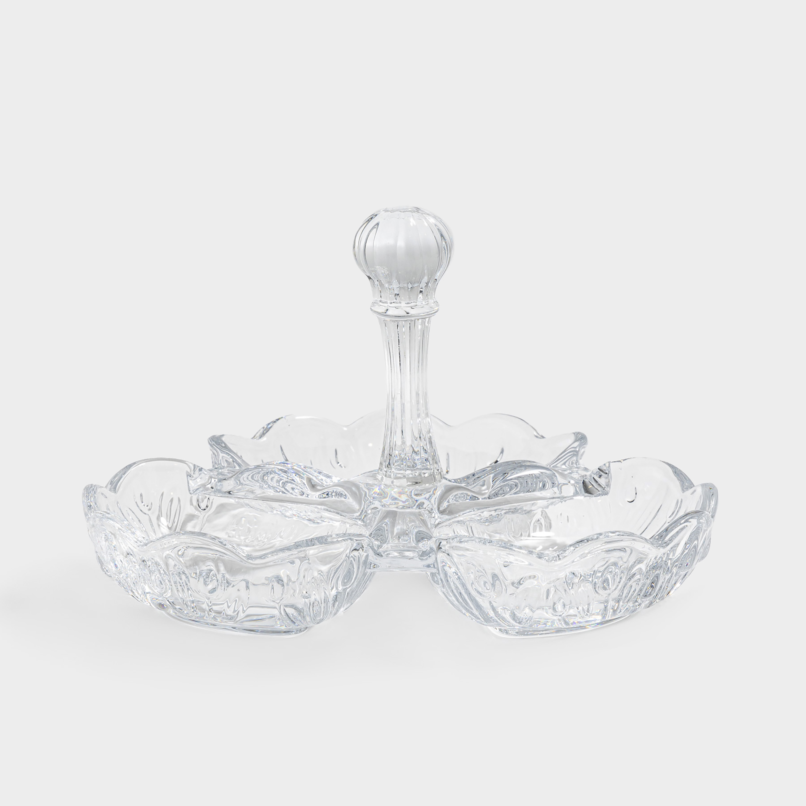 Менажница с декором 20х13 см 3 отд с ручкой стекло Clear pattern 1590₽